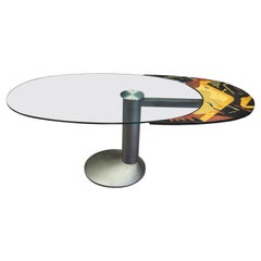 Post Modern Roche Bobois Glass Boomerang Rotating Oval Dining Table Contemporary