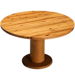Post-Modern Round Dining Table with Solid Pine Top