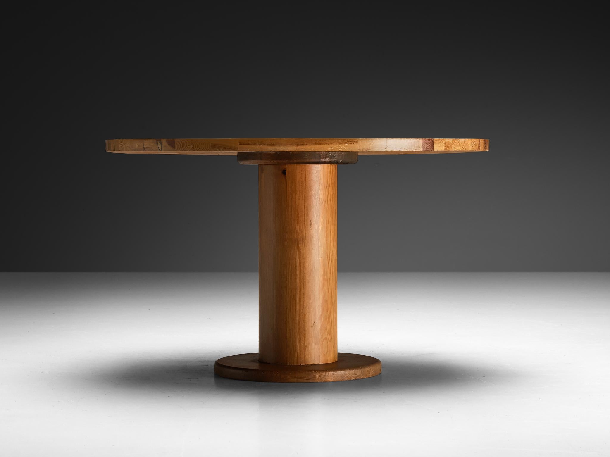 Post-Modern Round Dining Table with Solid Pine Top For Sale 3