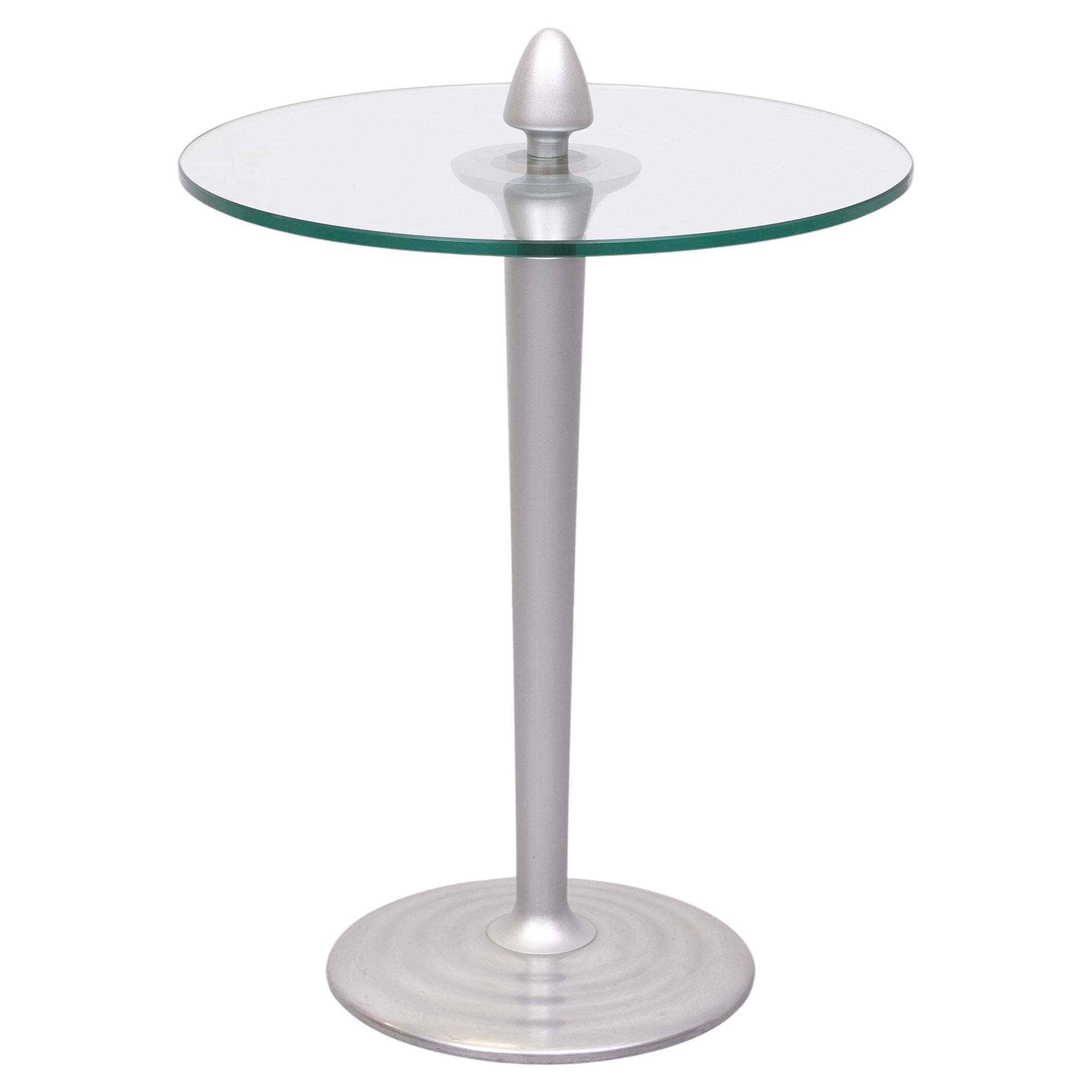 Post Modern Round Glass side table 1980s 
