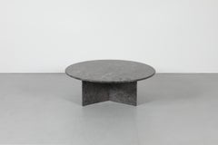 Post-Modern Round Granite Coffee Table with Tri-Slab Base, 1980s