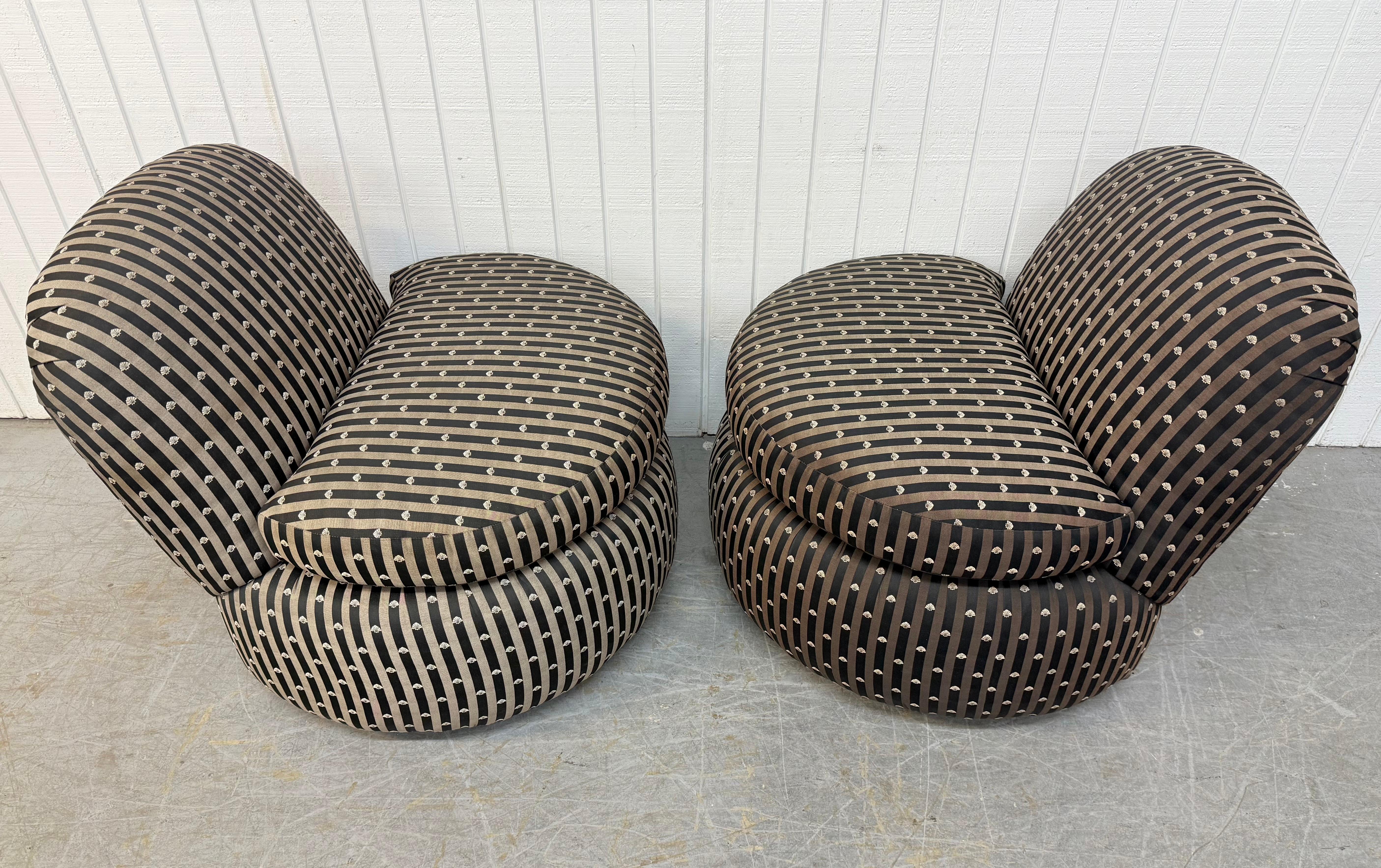 Post Modern Rounded Slipper Chairs - Set of 2 In Good Condition For Sale In Clarksboro, NJ