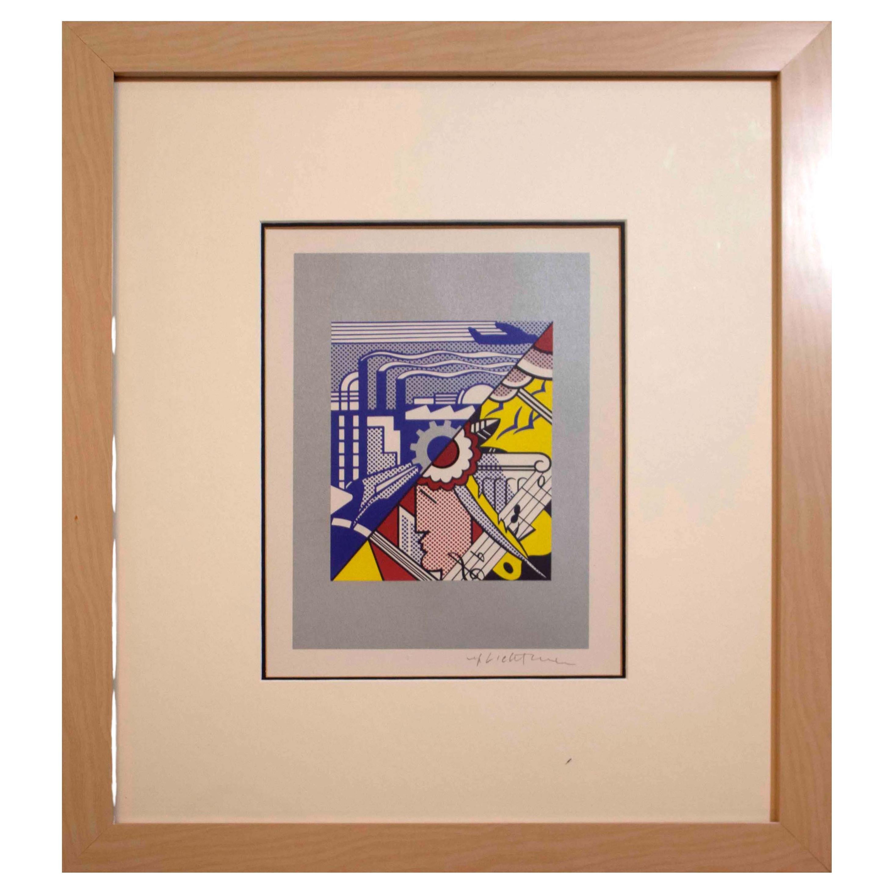 Post Modern Roy Lichtenstein Industry and the Arts Signed Book Plate