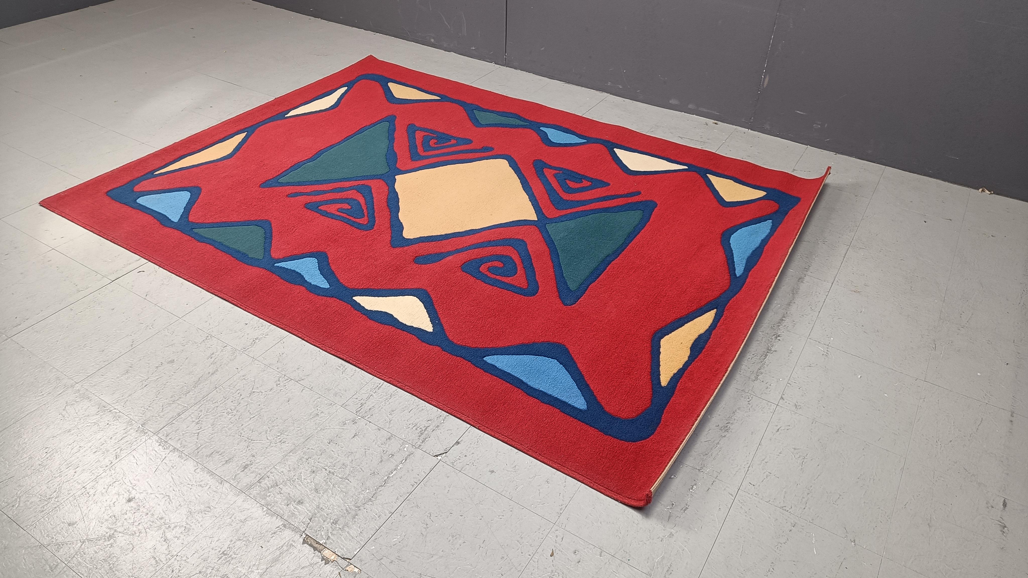 Wool Post modern rug, 1980s For Sale