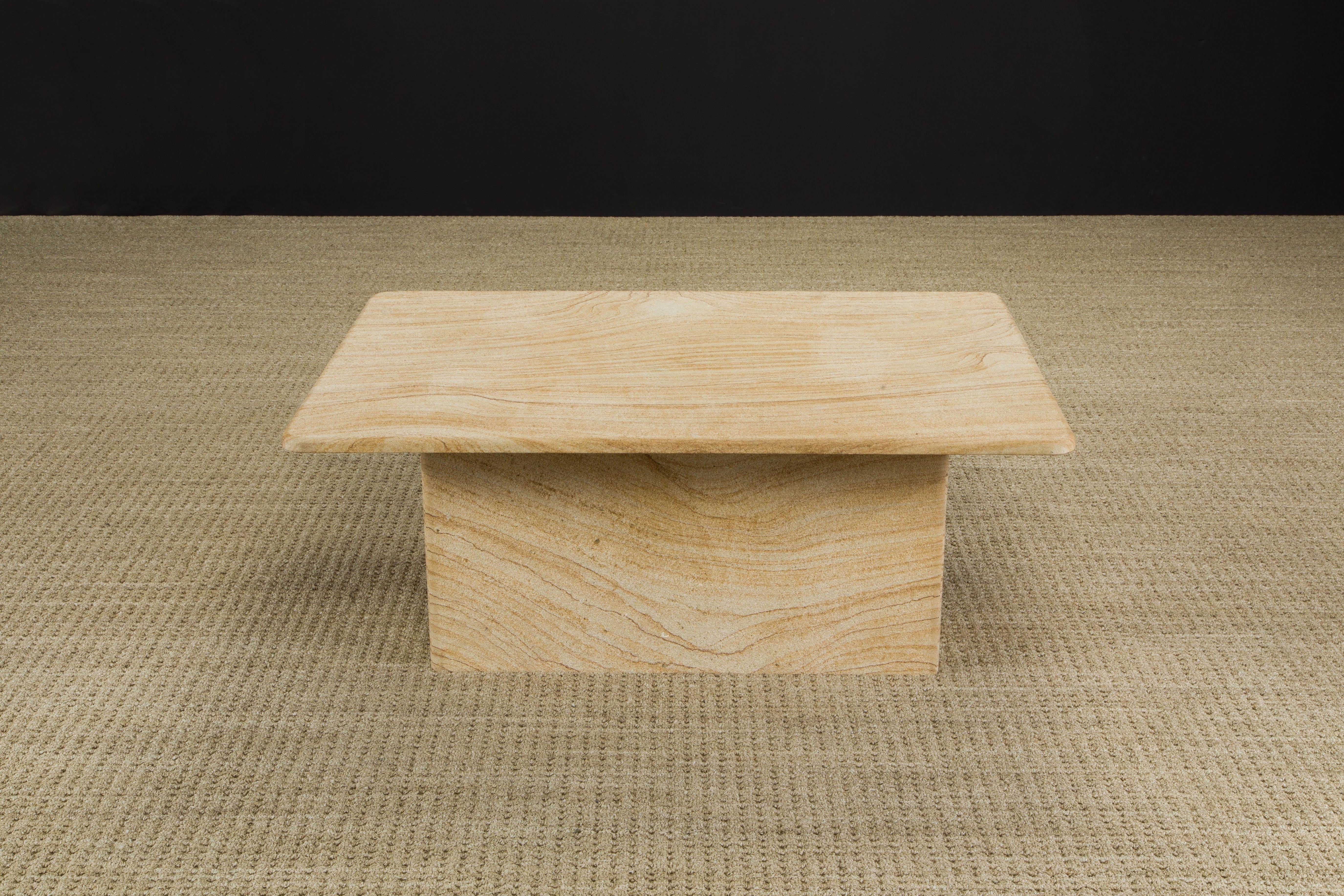 American Post-Modern Sandstone Coffee Table, c 1990s  For Sale