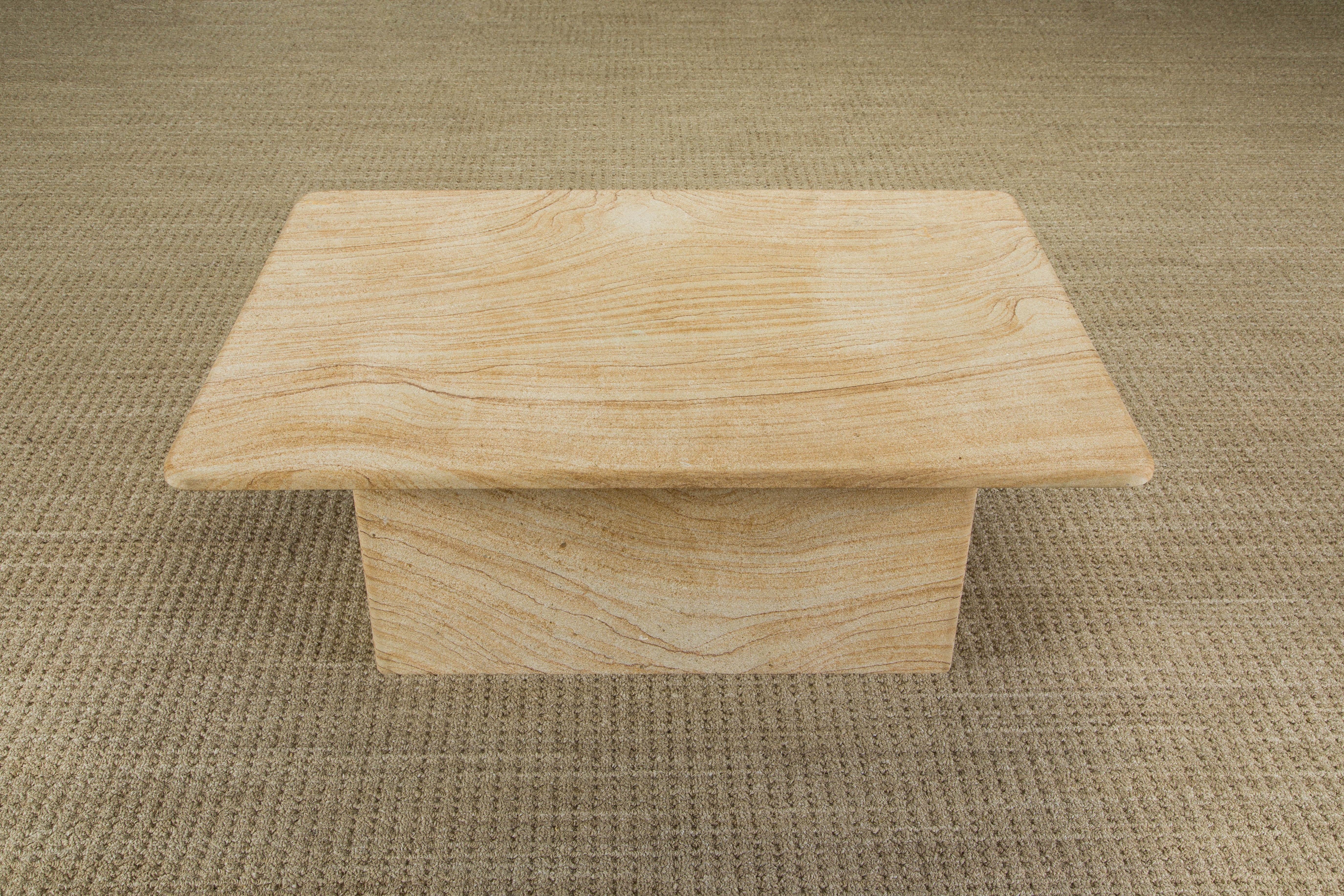 Post-Modern Sandstone Coffee Table, c 1990s  In Excellent Condition For Sale In Los Angeles, CA
