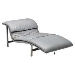 Post-Modern Saporiti Lounge Chair in Grey Leather by Giovanni Offredi, 1974