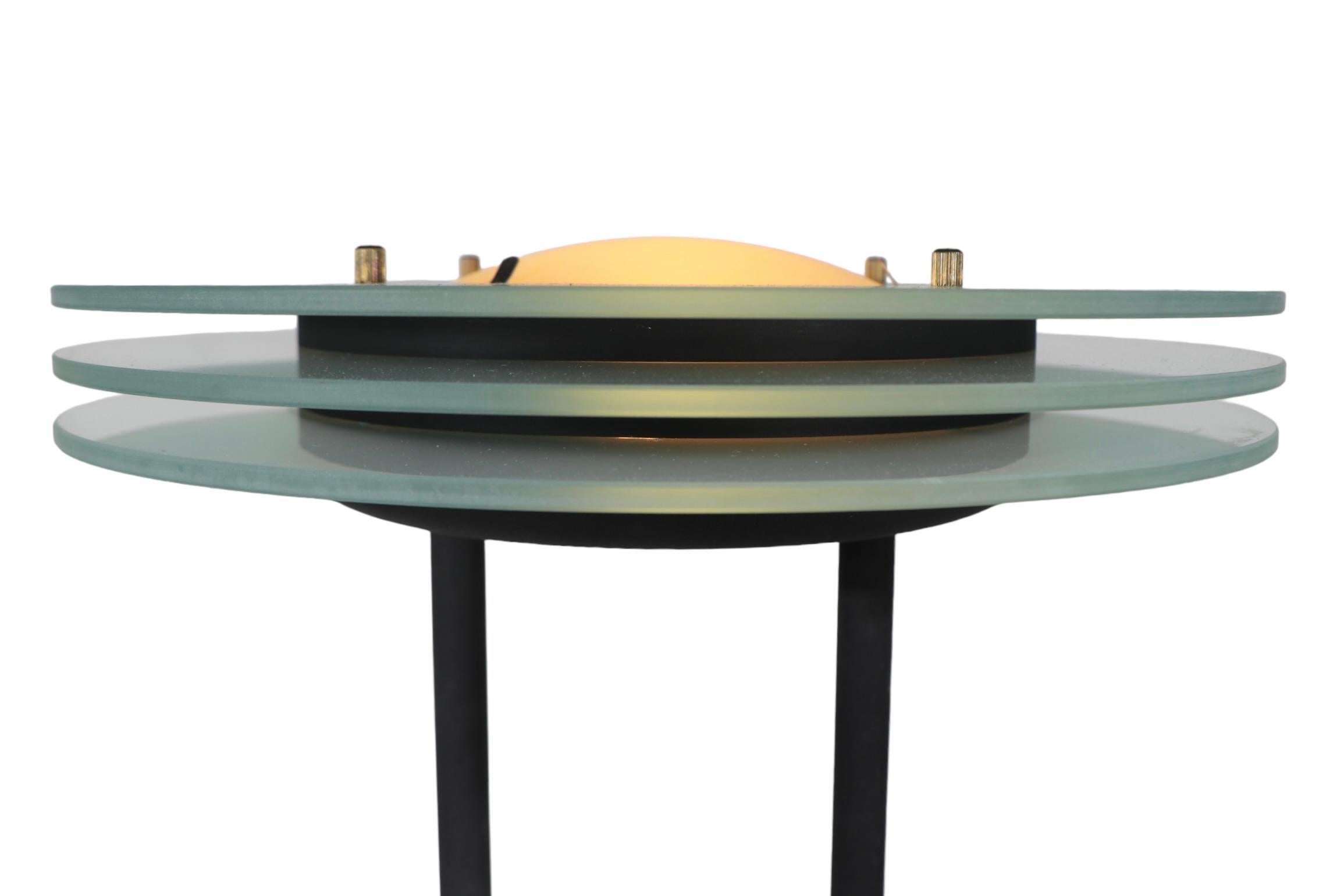 American Post Modern Saturn Ring Table Lamp att. to Sonneman c 1970/80's For Sale