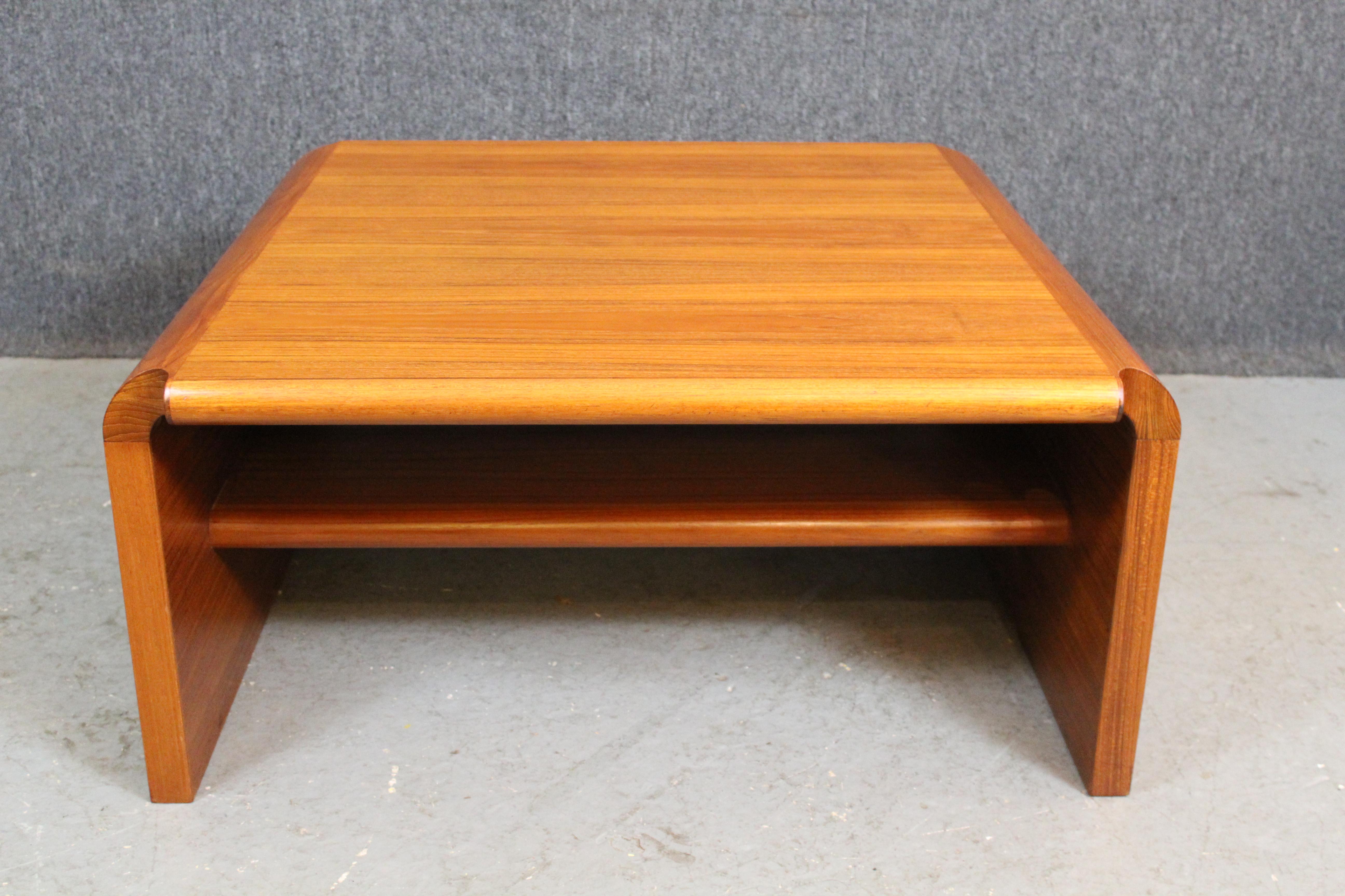 Post-Modern Scandinavian Teak Waterfall Coffee Table In Good Condition For Sale In Brooklyn, NY