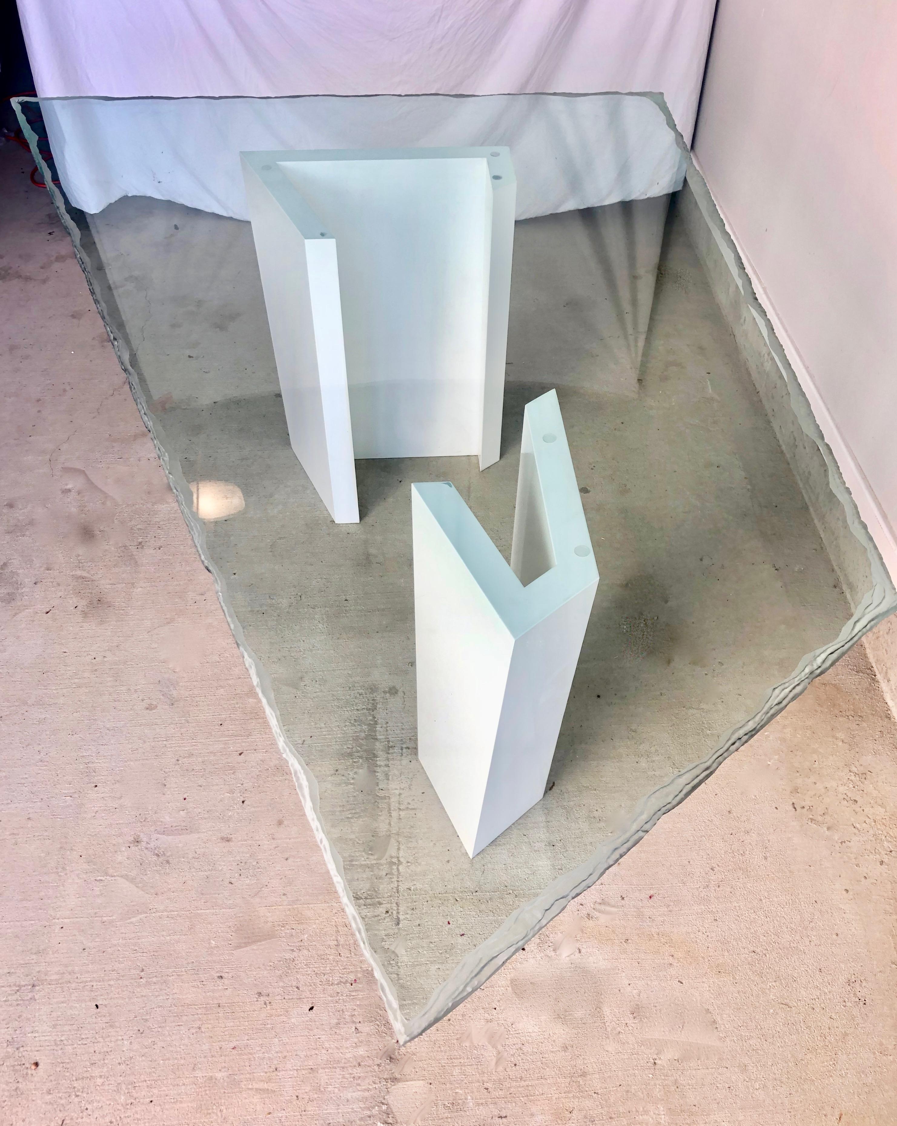 Post Modern Sculpted Glass Top Dining Table 5