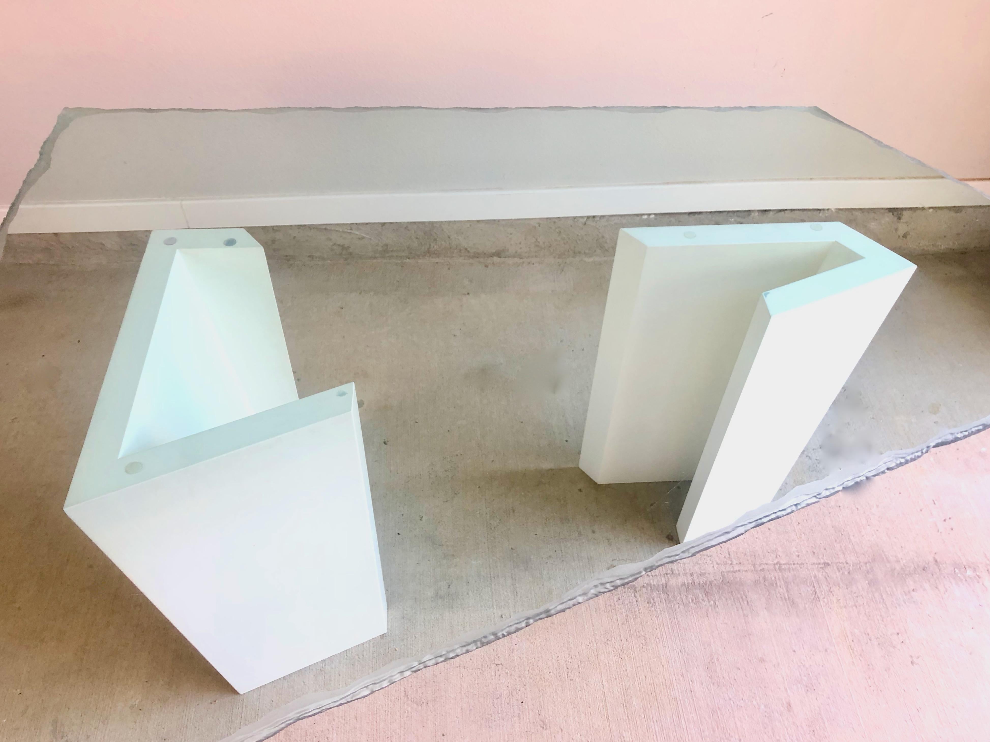 Post Modern Sculpted Glass Top Dining Table 6