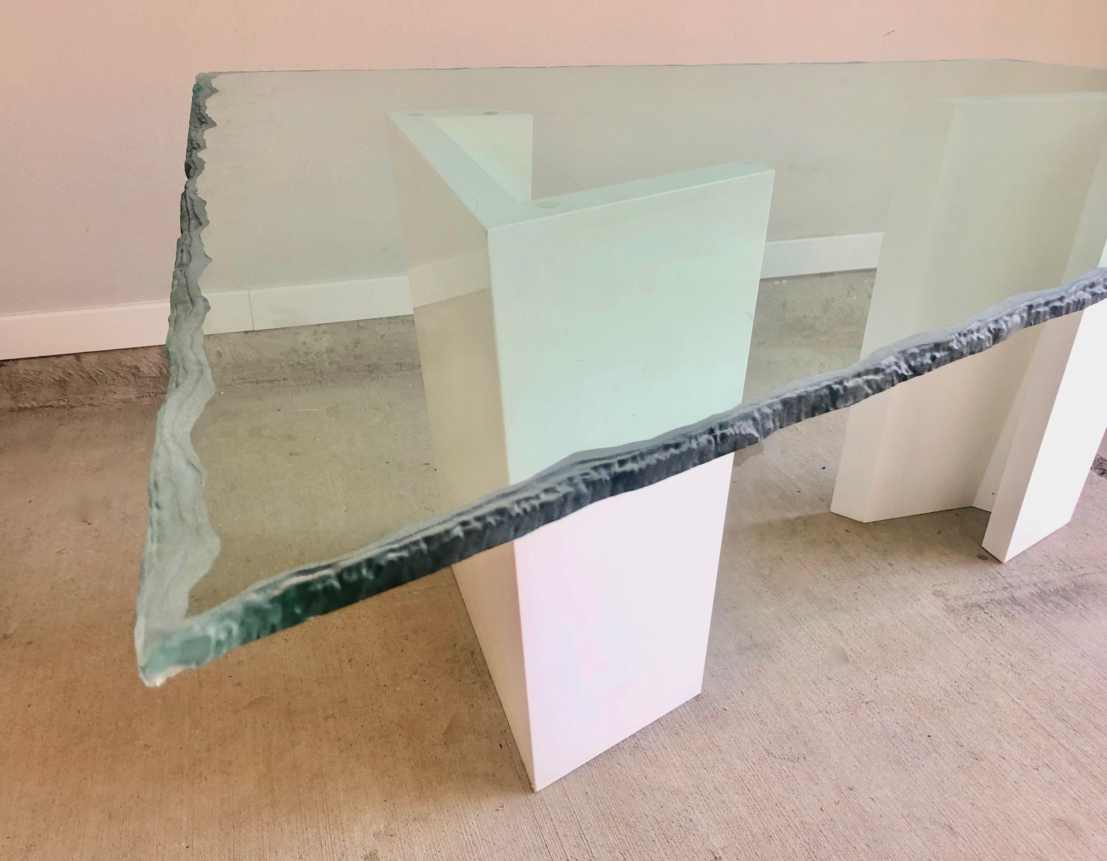 Post Modern Sculpted Glass Top Dining Table 7