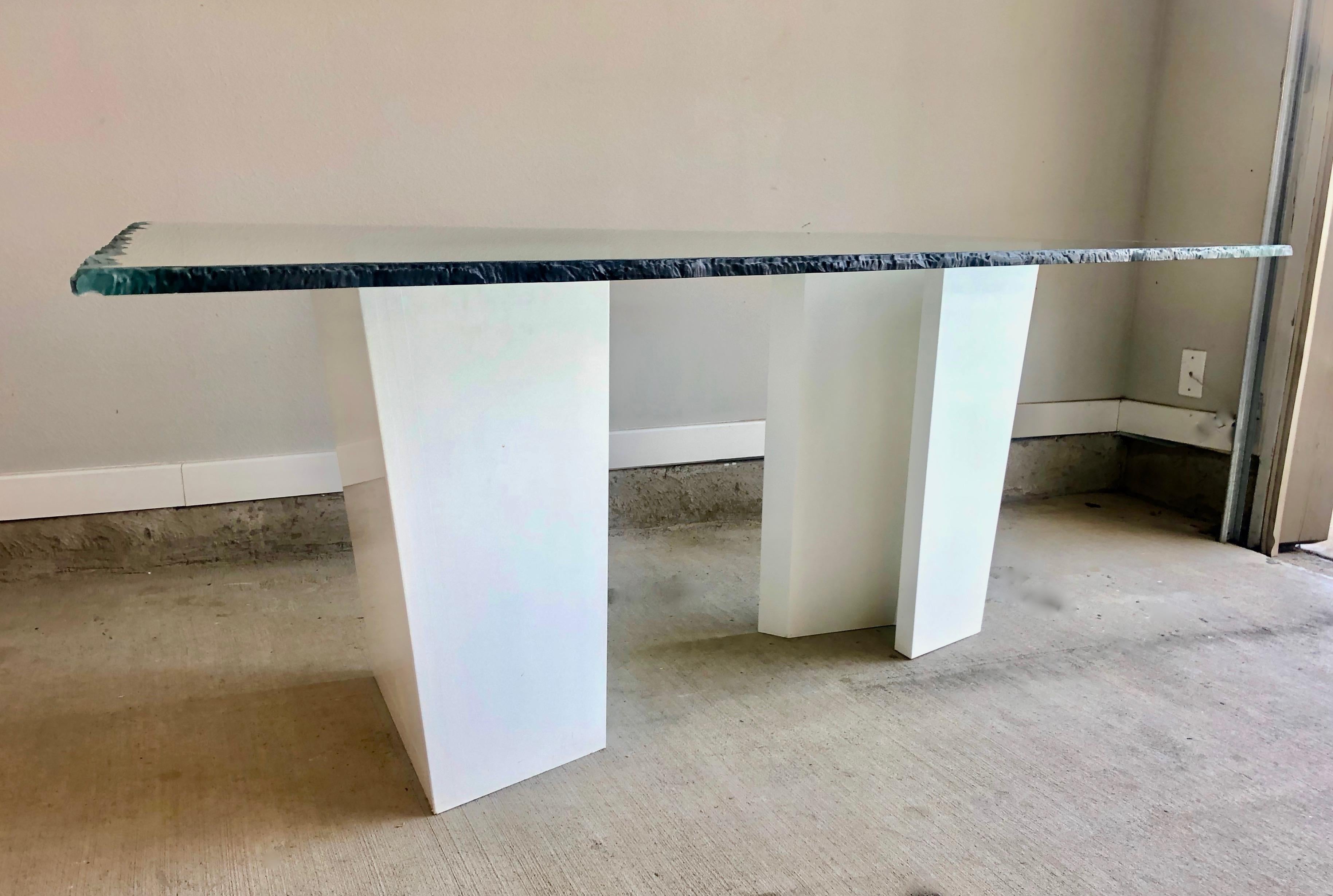 Post Modern Sculpted Glass Top Dining Table In Good Condition In Denton, TX
