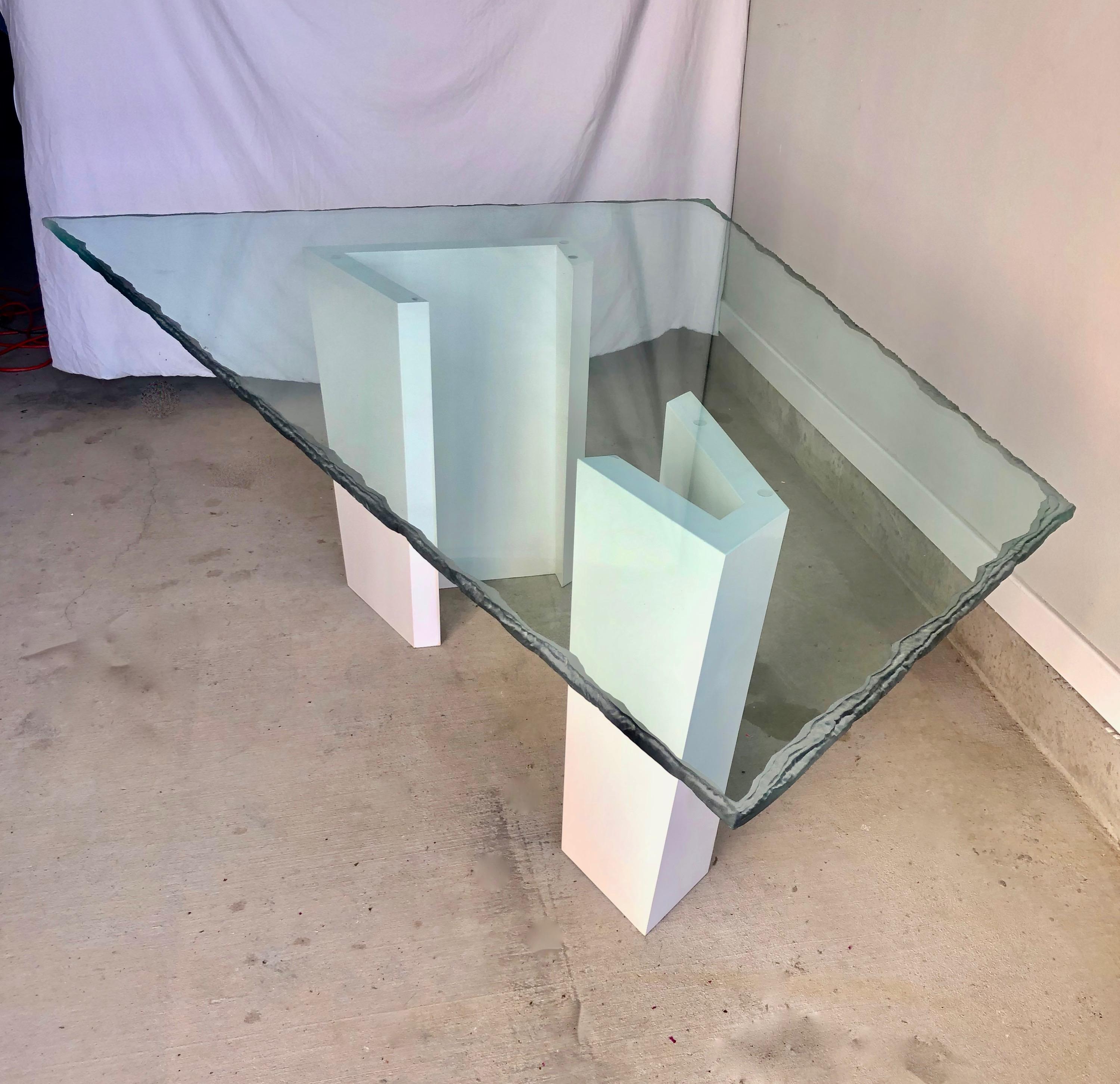 Post Modern Sculpted Glass Top Dining Table 2