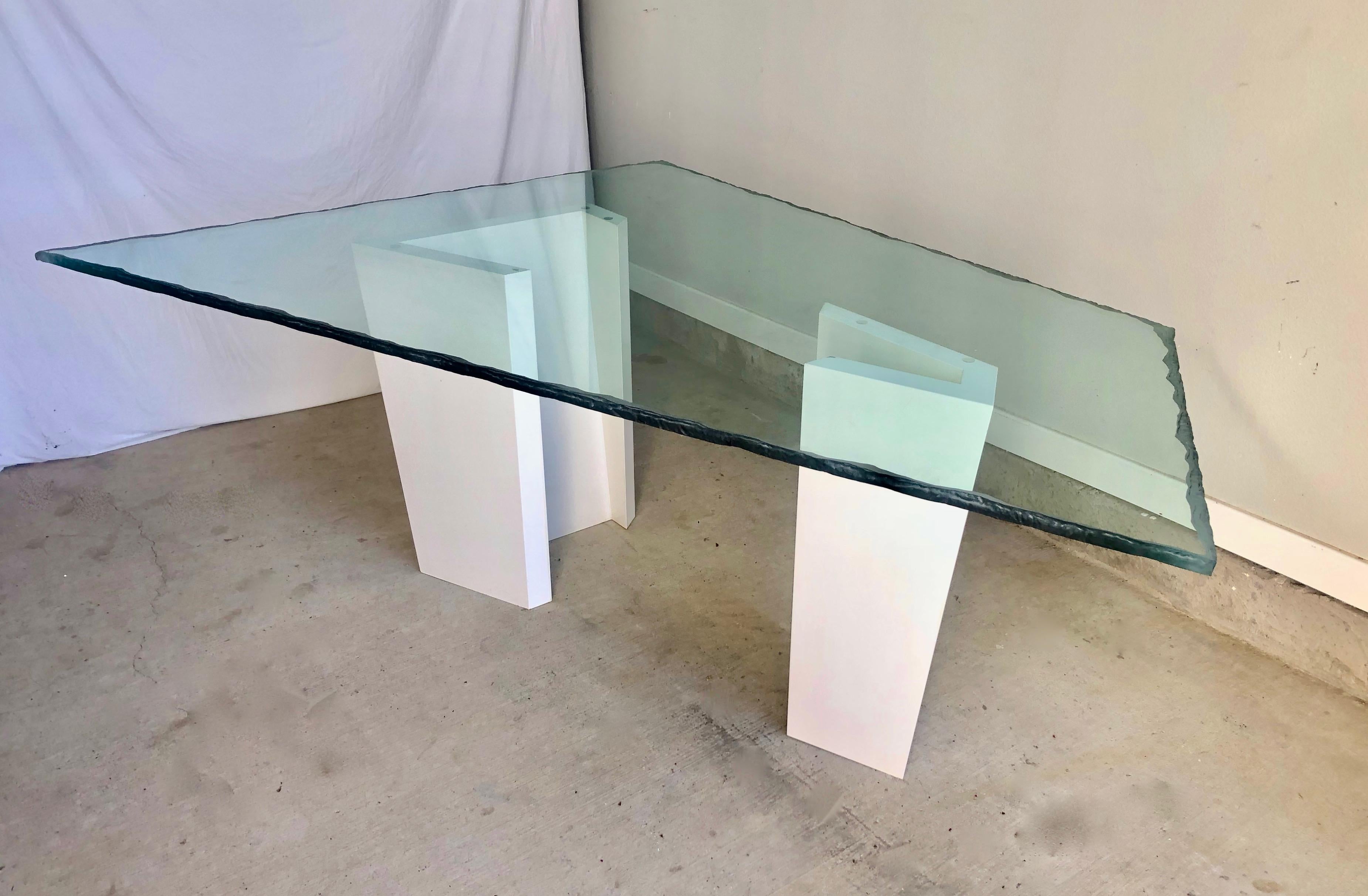 Post Modern Sculpted Glass Top Dining Table 4