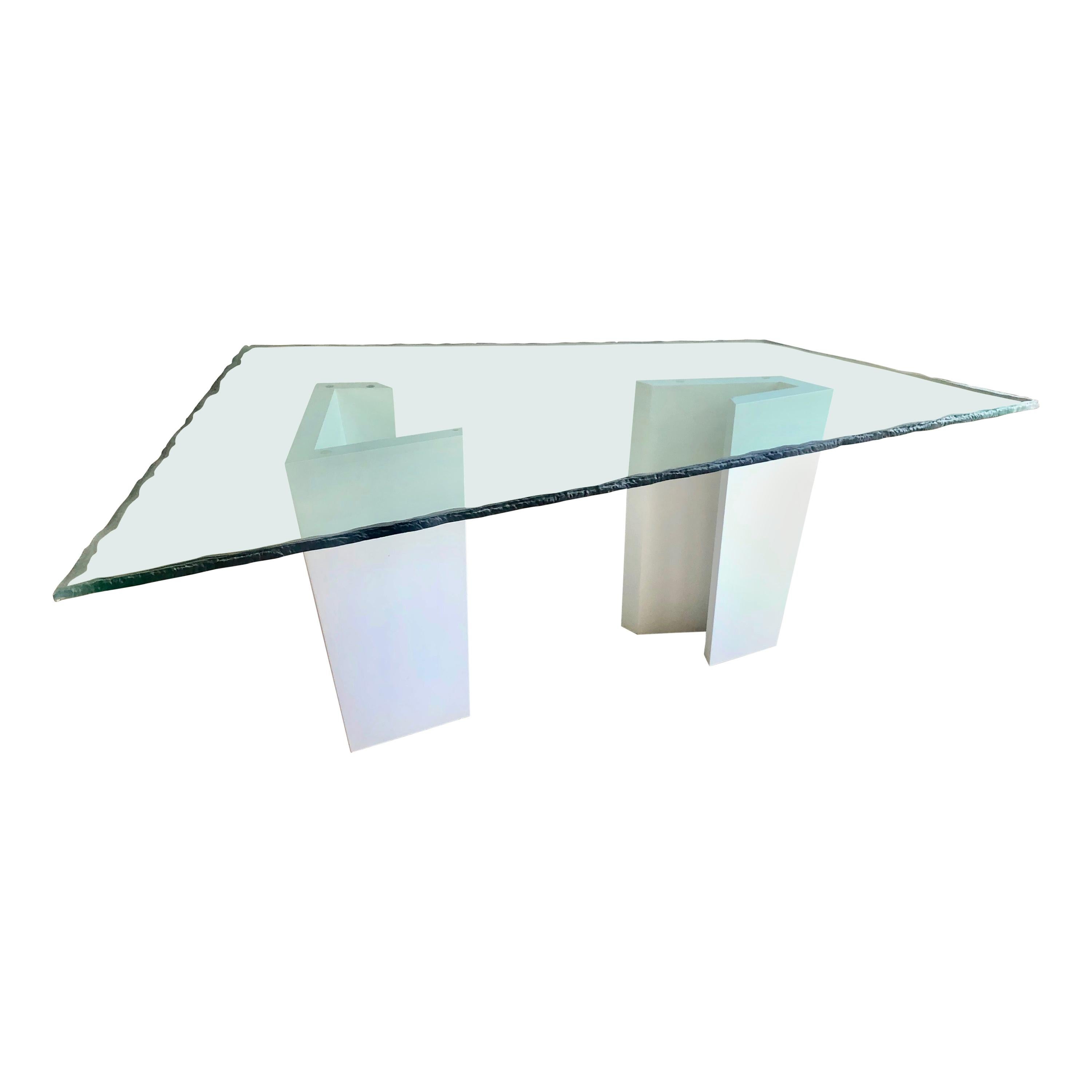 Post Modern Sculpted Glass Top Dining Table