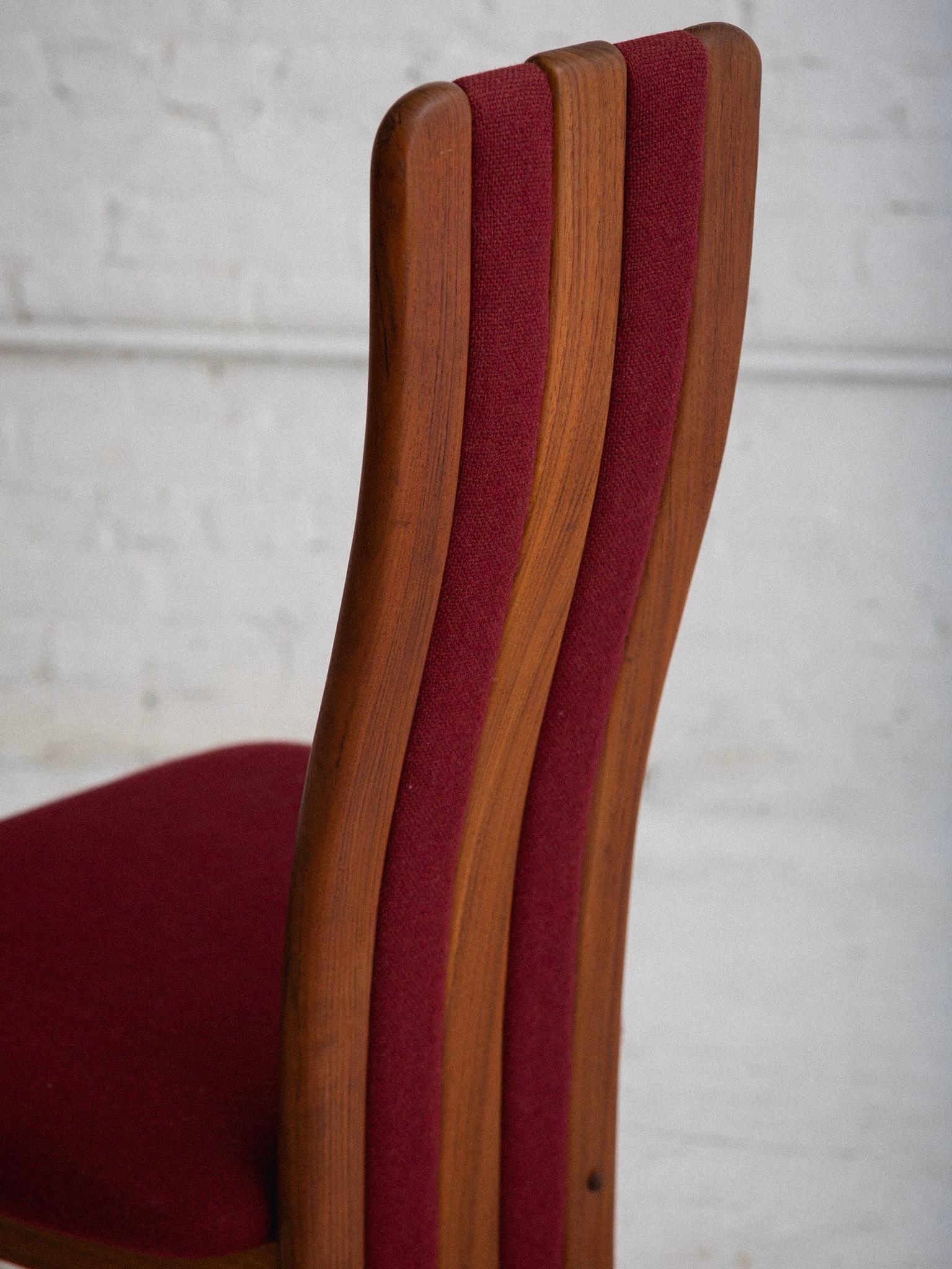 Post Modern Sculpted Teak Dining Chairs by Benny Linden - a Set of 6 3