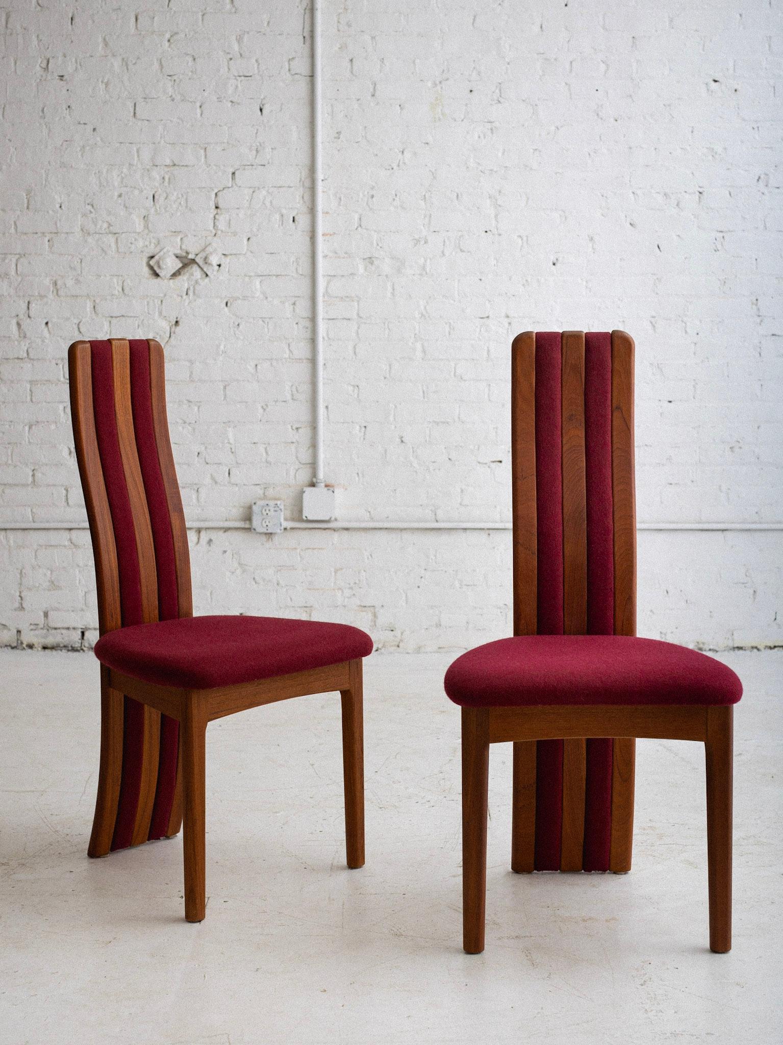 Mid-Century Modern Post Modern Sculpted Teak Dining Chairs by Benny Linden - a Set of 6