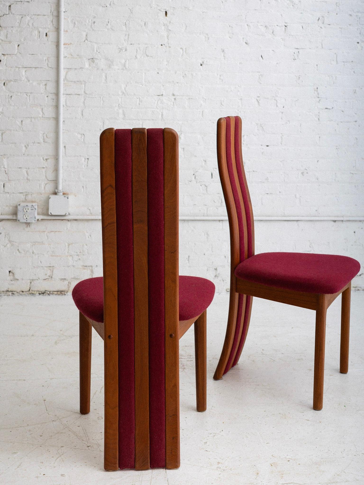 Post Modern Sculpted Teak Dining Chairs by Benny Linden - a Set of 6 In Good Condition In Brooklyn, NY