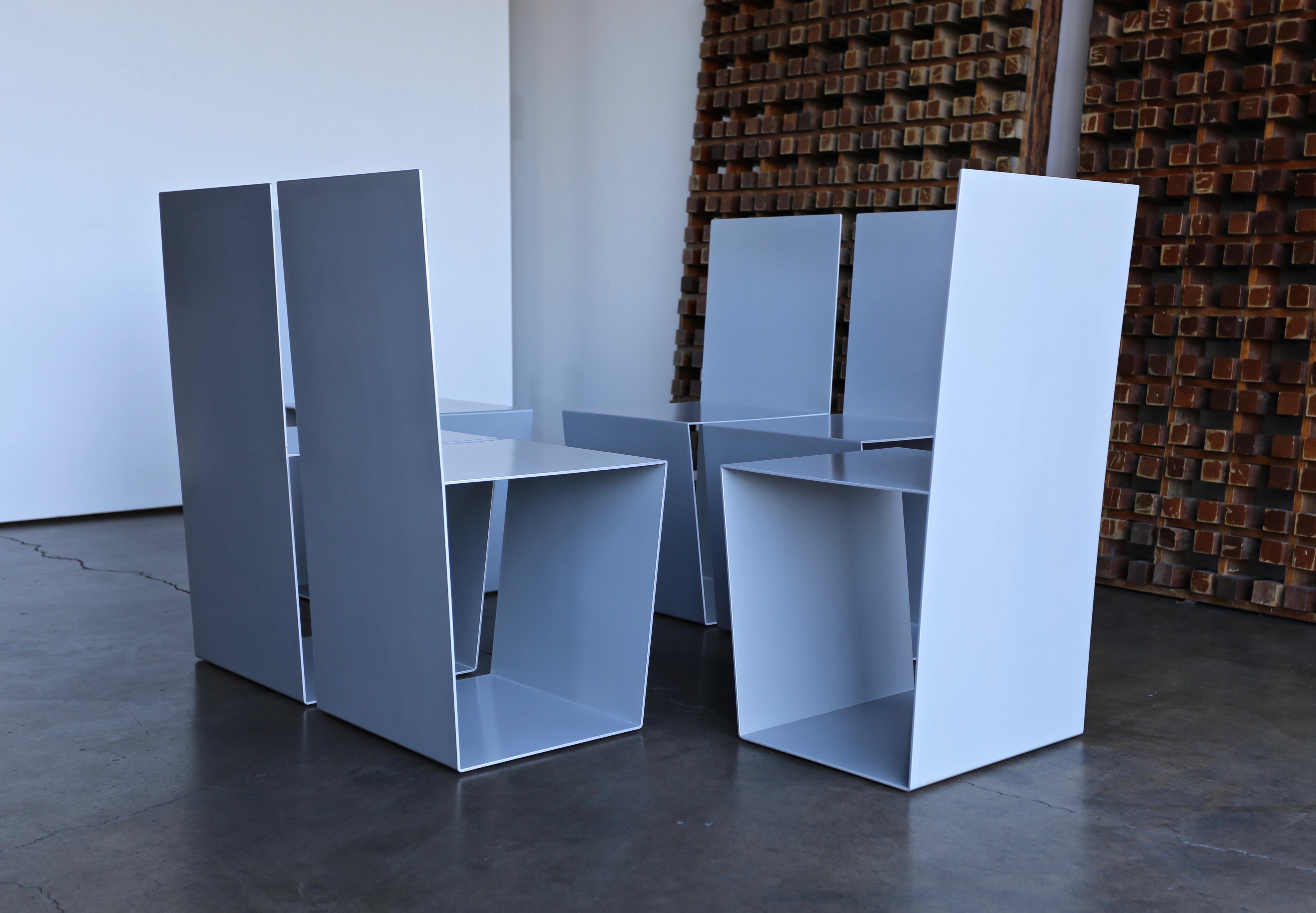 Postmodern Sculptural Aluminium Dining Chairs, circa 1985 2