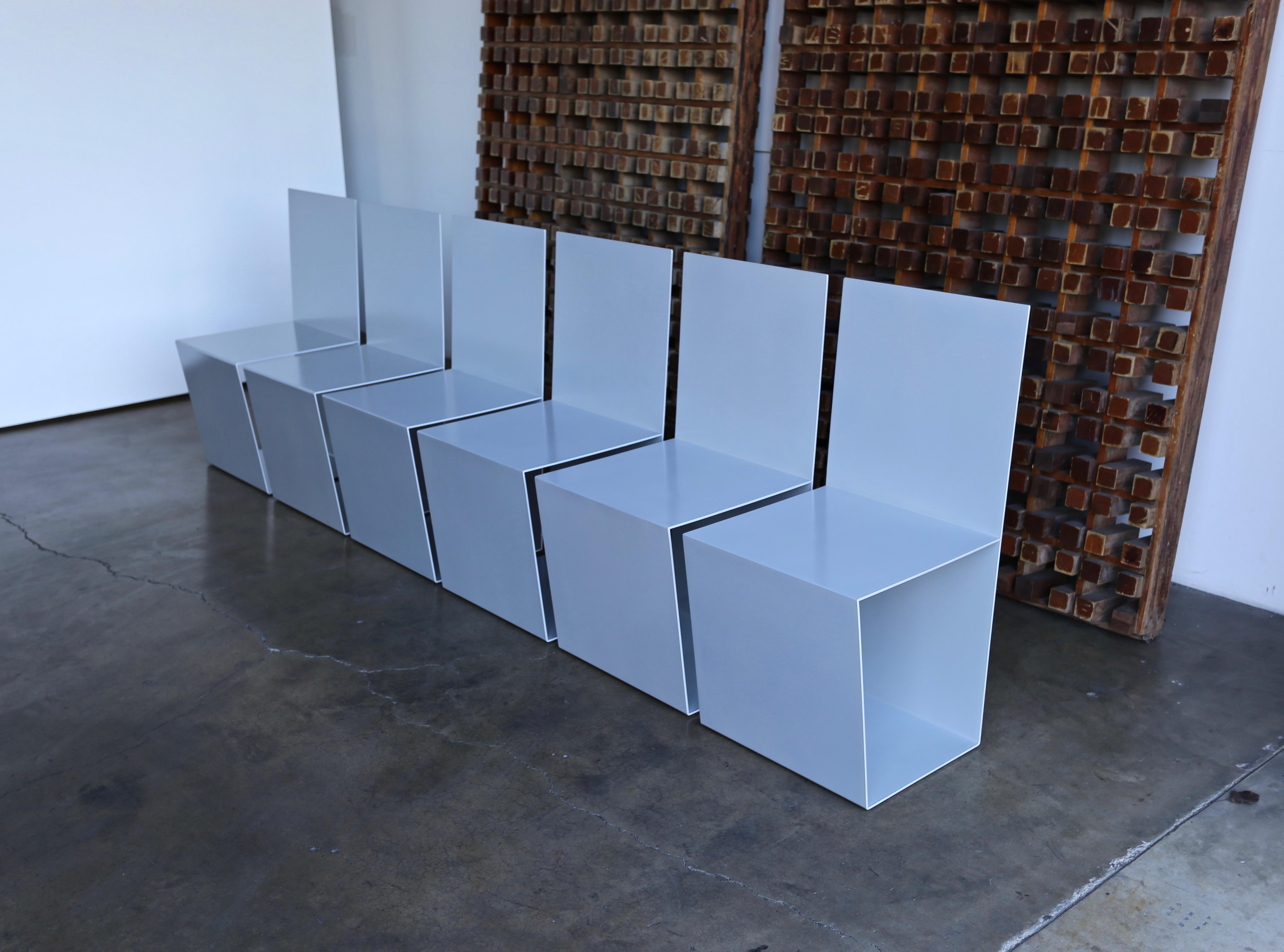 Postmodern Sculptural Aluminium Dining Chairs, circa 1985 3
