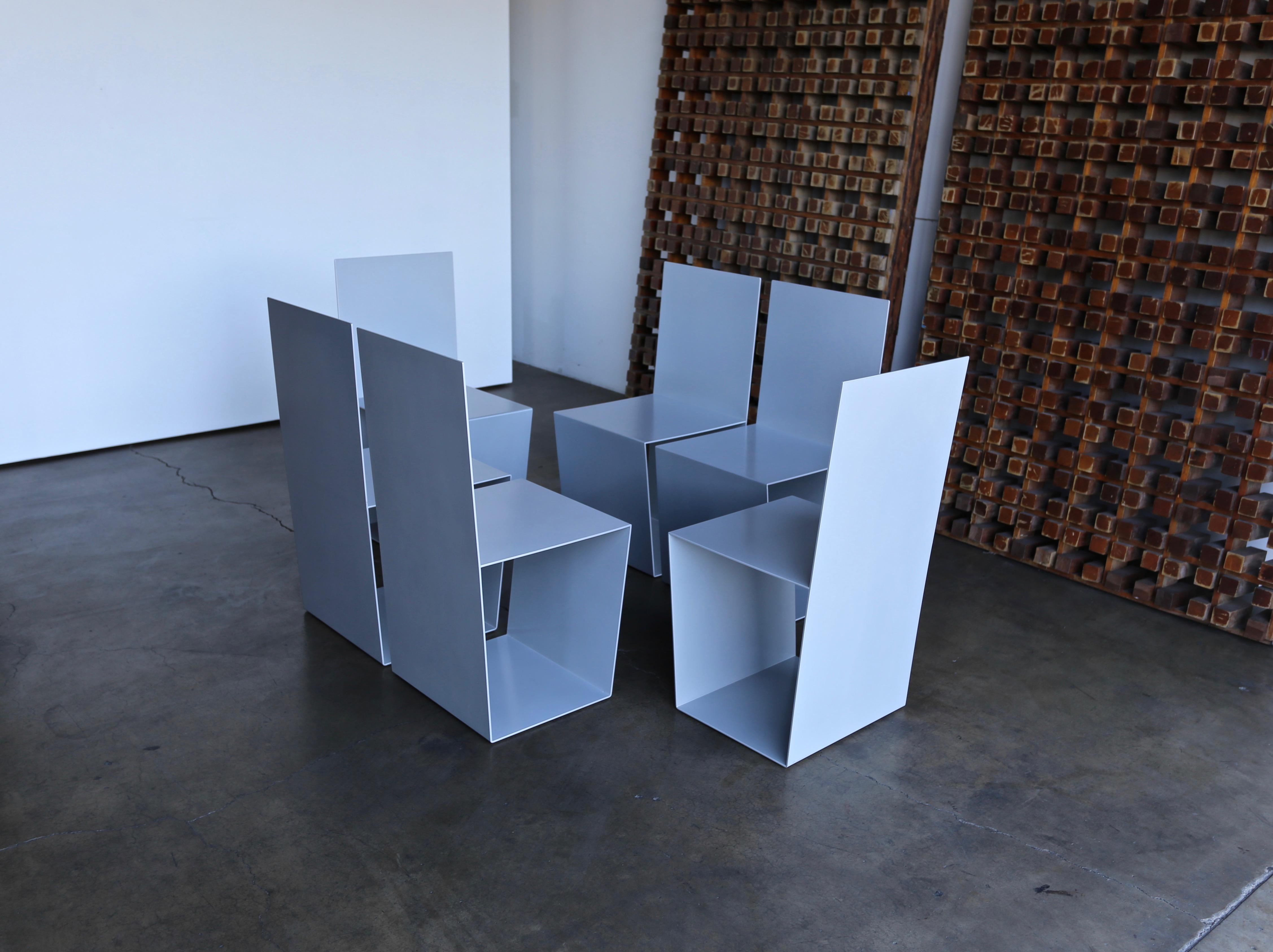 Postmodern Sculptural Aluminium Dining Chairs, circa 1985 4