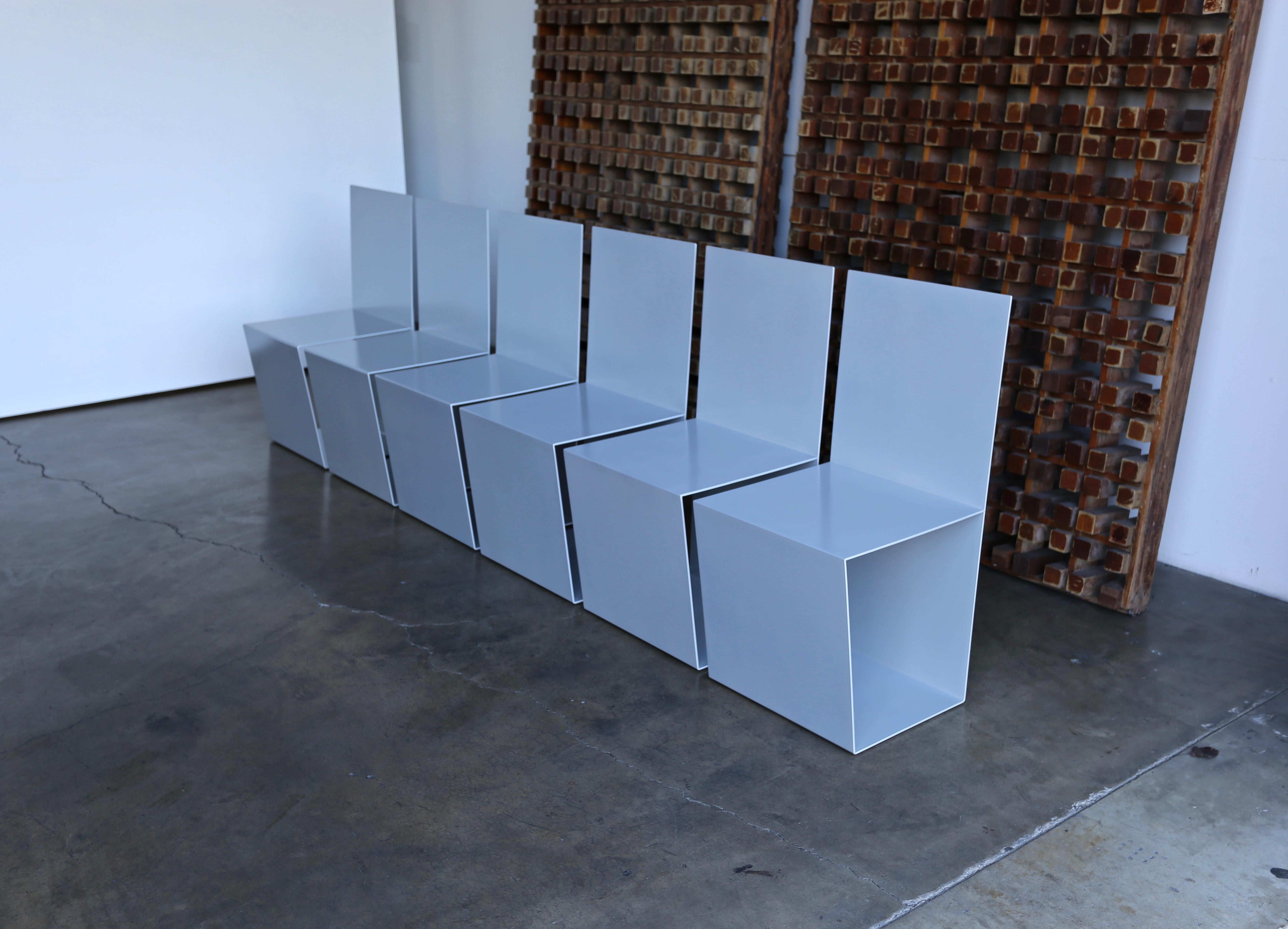 Postmodern Sculptural Aluminium Dining Chairs, circa 1985 5