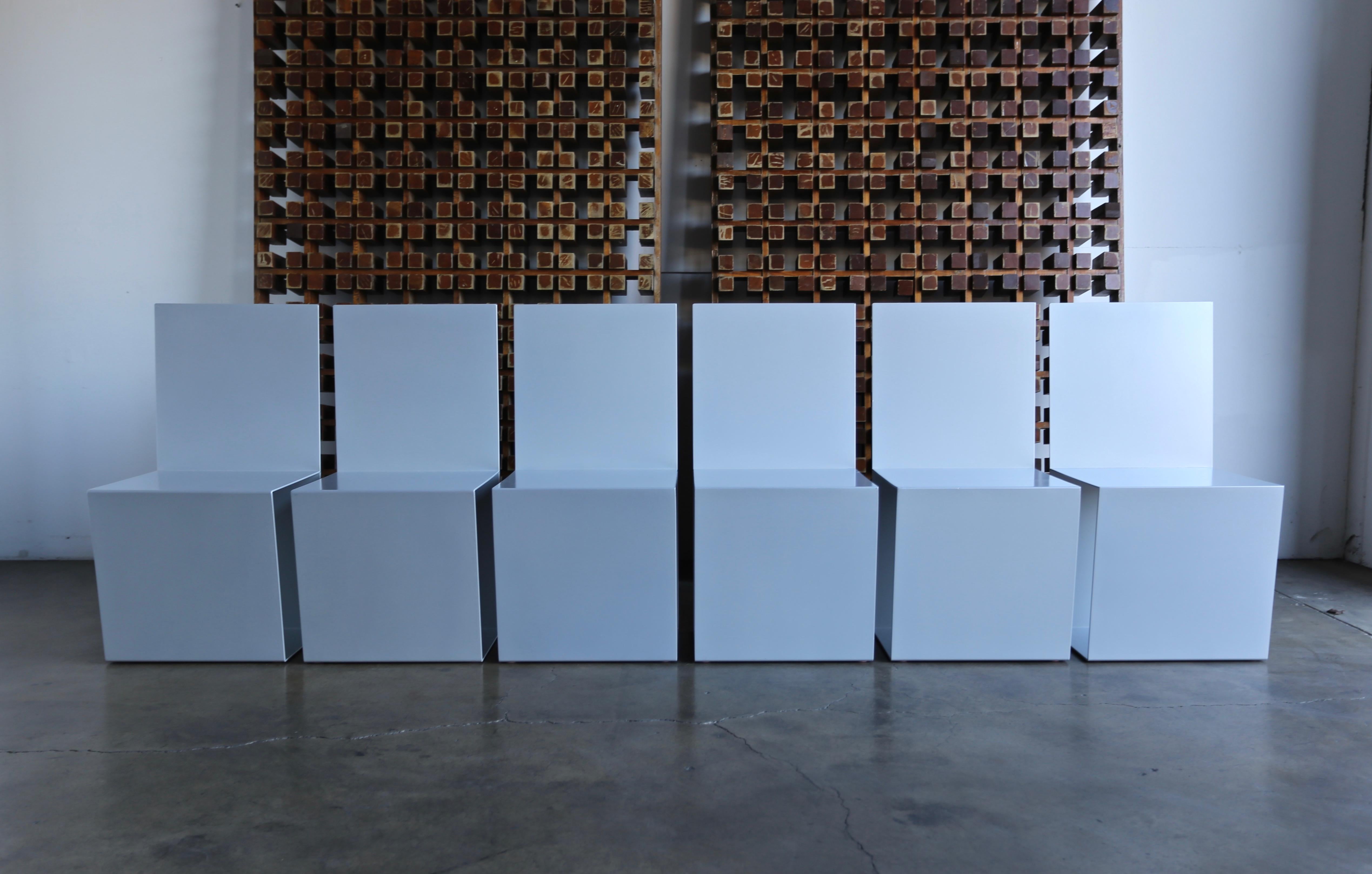 Modern Postmodern Sculptural Aluminium Dining Chairs, circa 1985