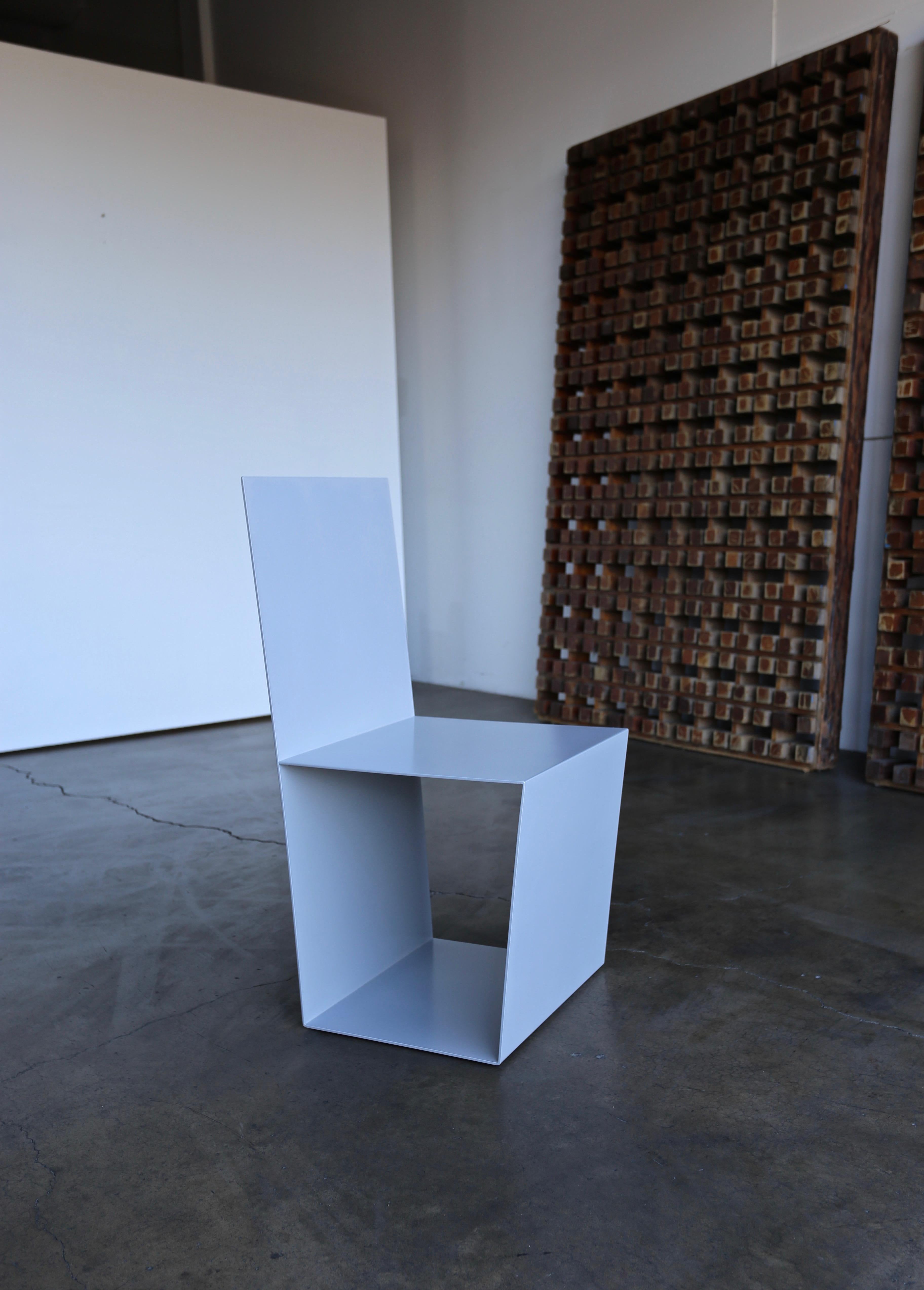American Postmodern Sculptural Aluminium Dining Chairs, circa 1985