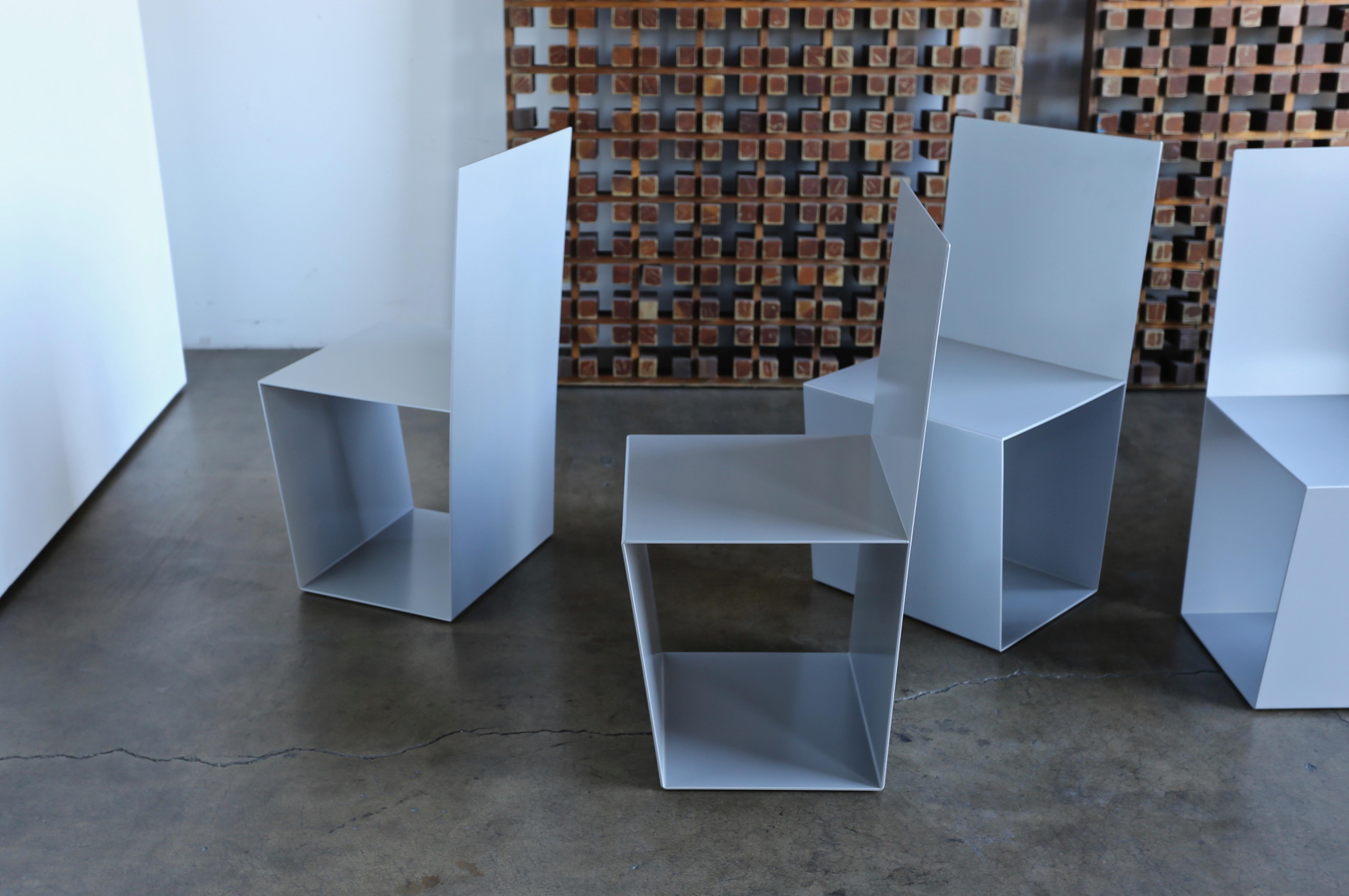 20th Century Postmodern Sculptural Aluminium Dining Chairs, circa 1985