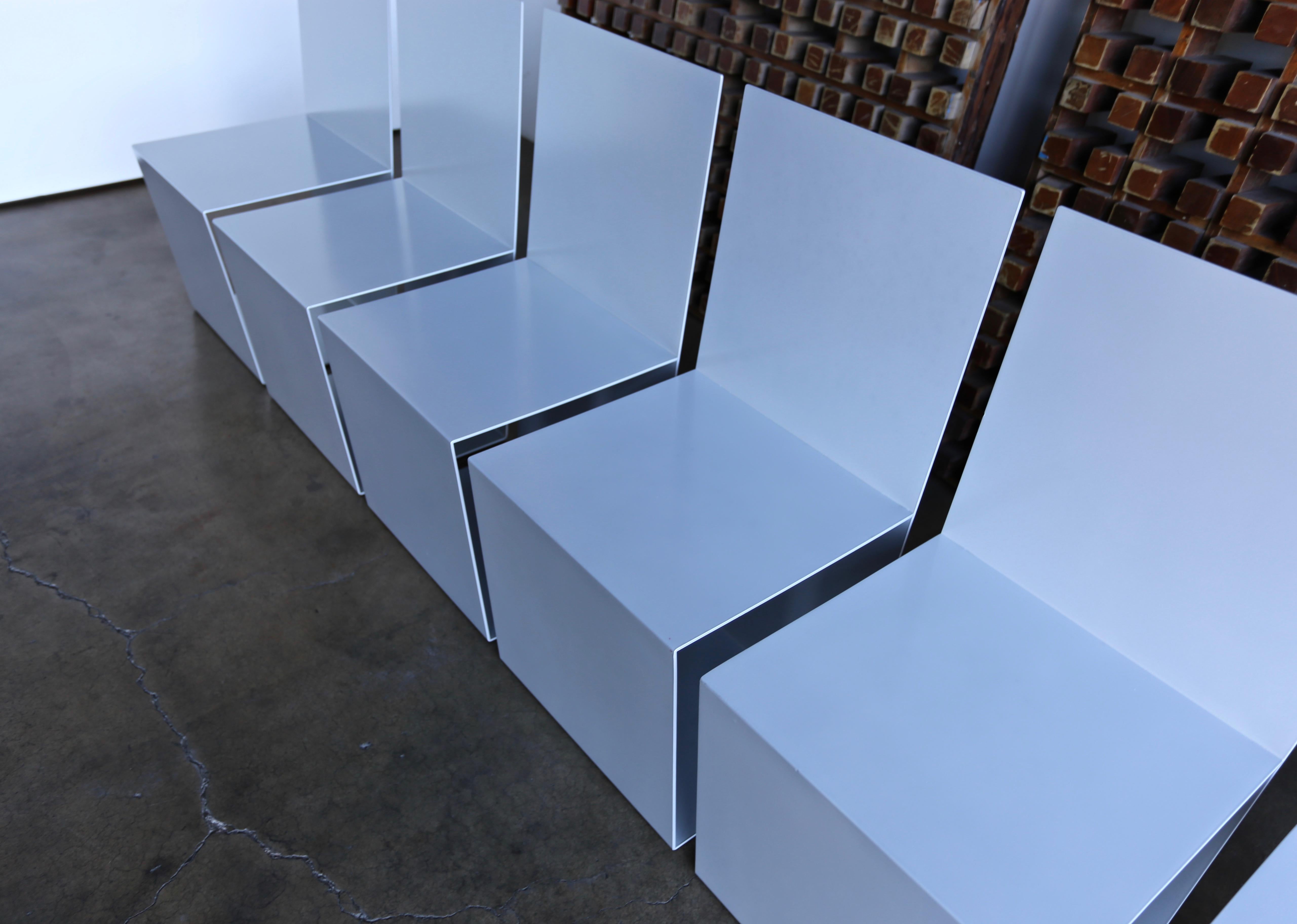 Aluminum Postmodern Sculptural Aluminium Dining Chairs, circa 1985