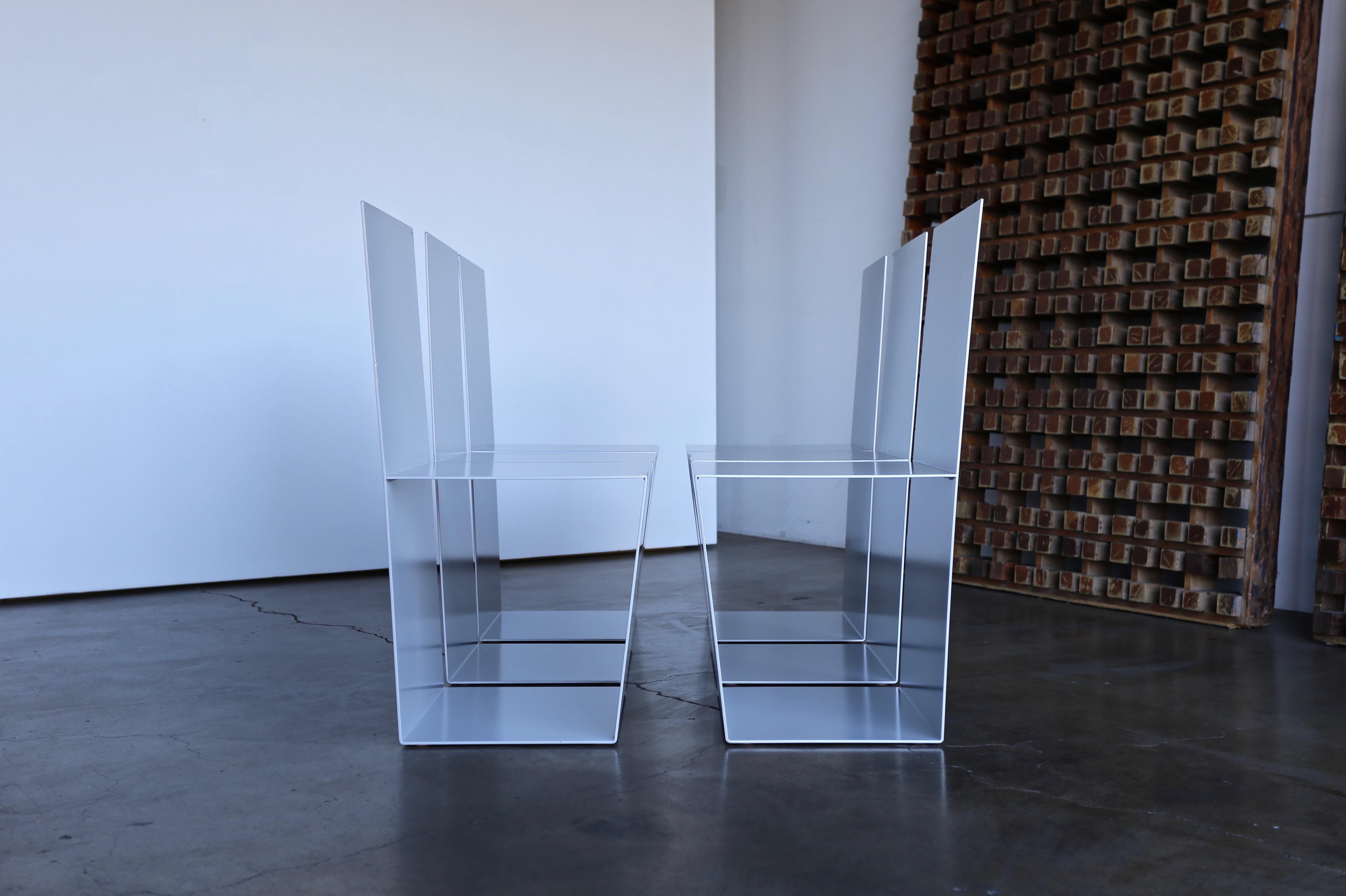 Postmodern Sculptural Aluminium Dining Chairs, circa 1985 1