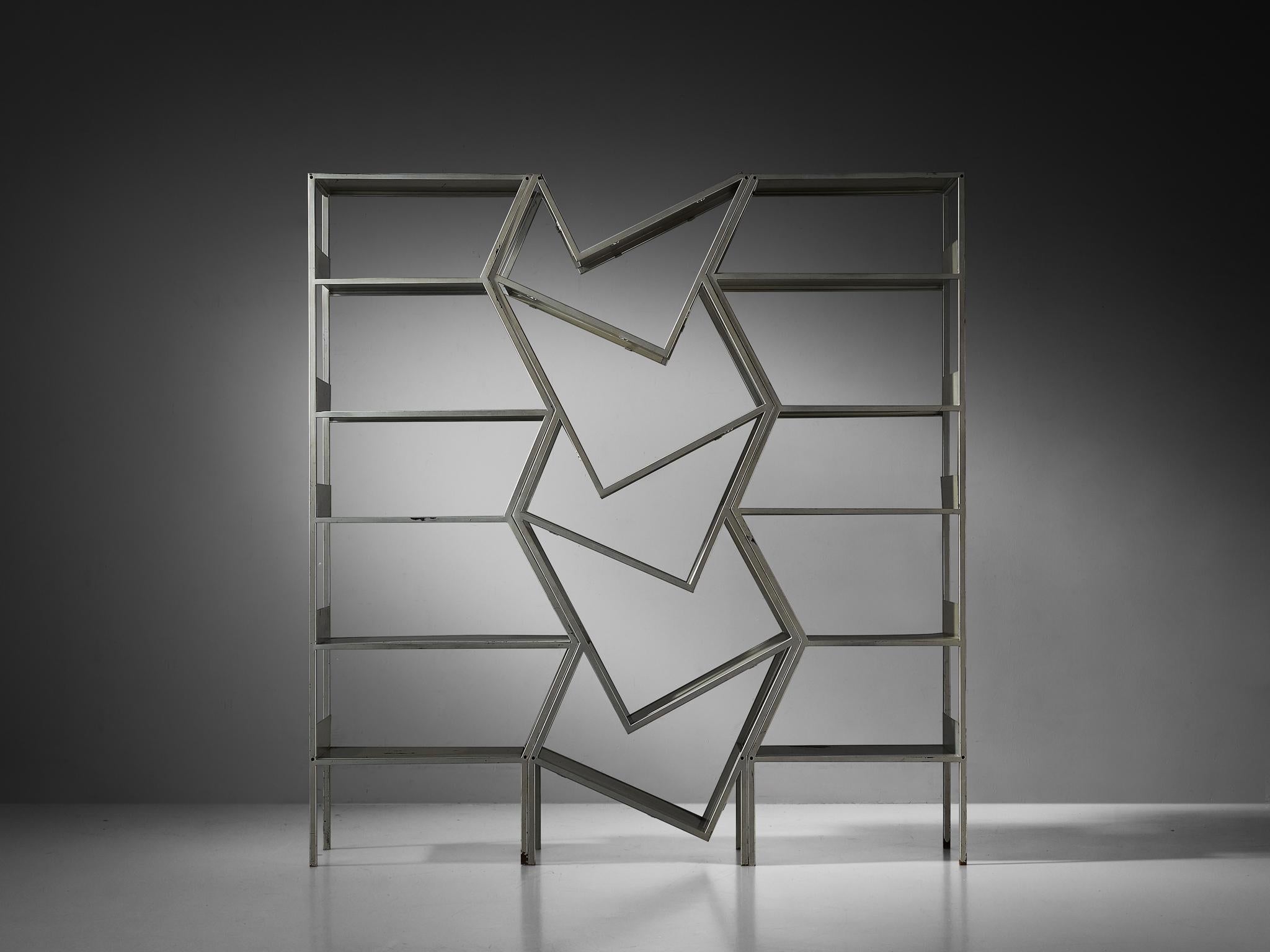Post Modern Sculptural Asymmetrical Open Bookcase Room Divider in Steel in vendita 3