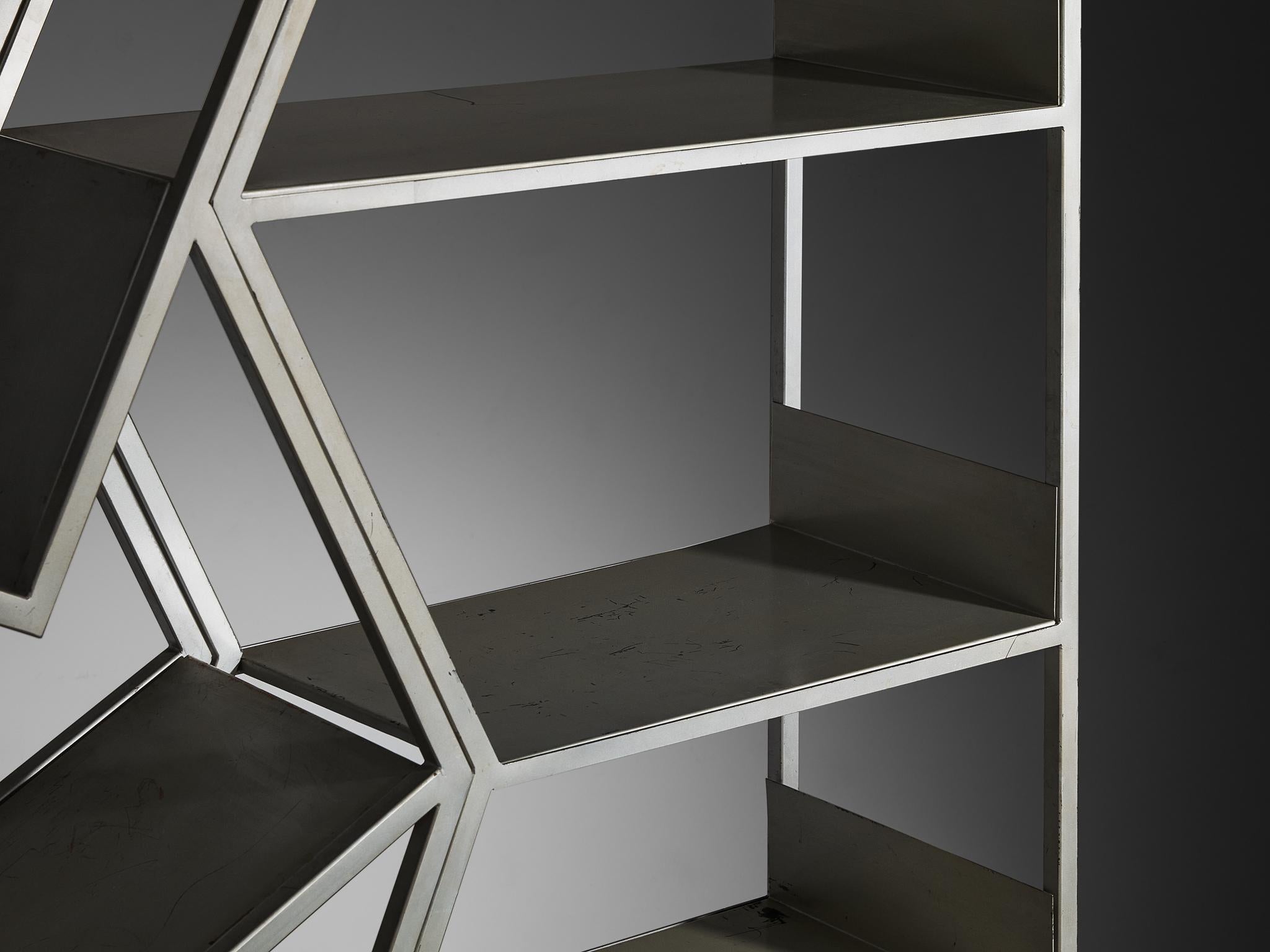 Post Modern Sculptural Asymmetrical Open Bookcase Room Divider in Steel in vendita 4