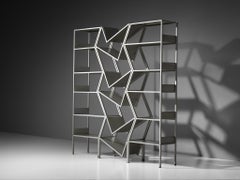 Post Modern Sculptural Asymmetrical Open Bookcase Room Divider in Steel