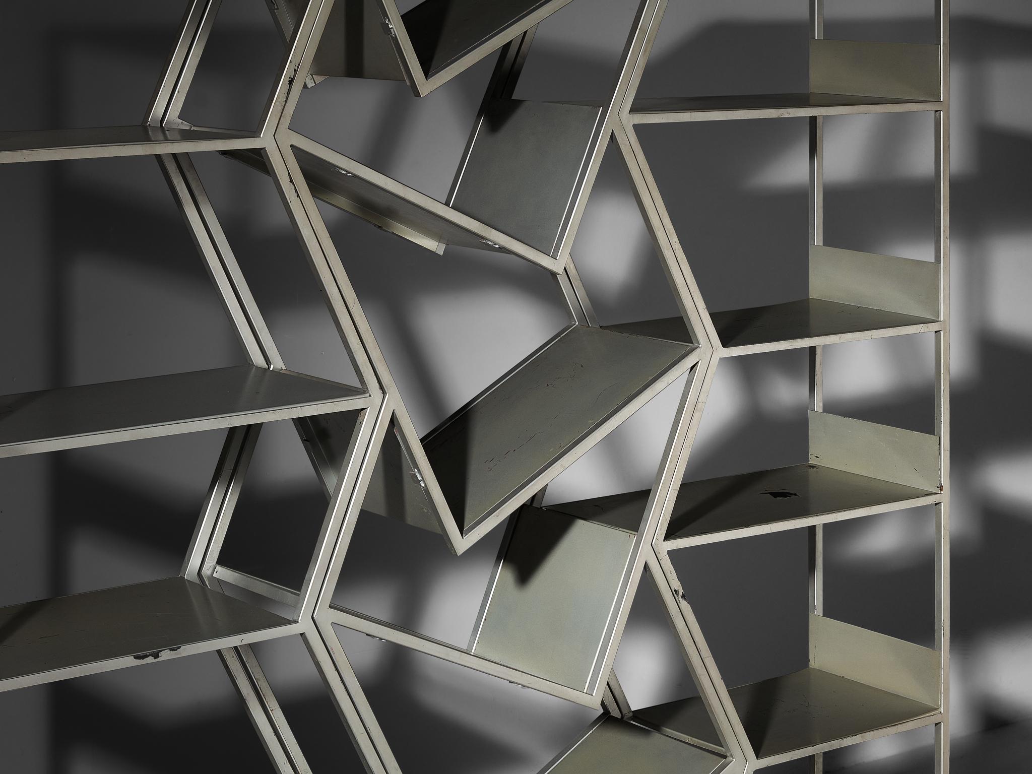 Post Modern Sculptural Asymmetrical Open Bookcase Room Divider in Steel in vendita 2