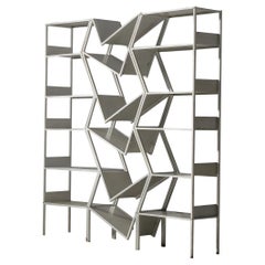 Post Modern Sculptural Asymmetrical Open Bookcase Room Divider in Steel
