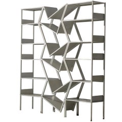 Post Modern Sculptural Asymmetrical Open Bookcase Room Divider in Steel
