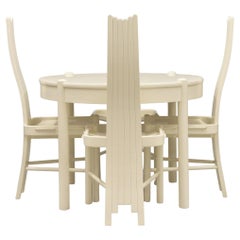 Post Modern Sculptural Backed Chairs & Dining Table, 1980s