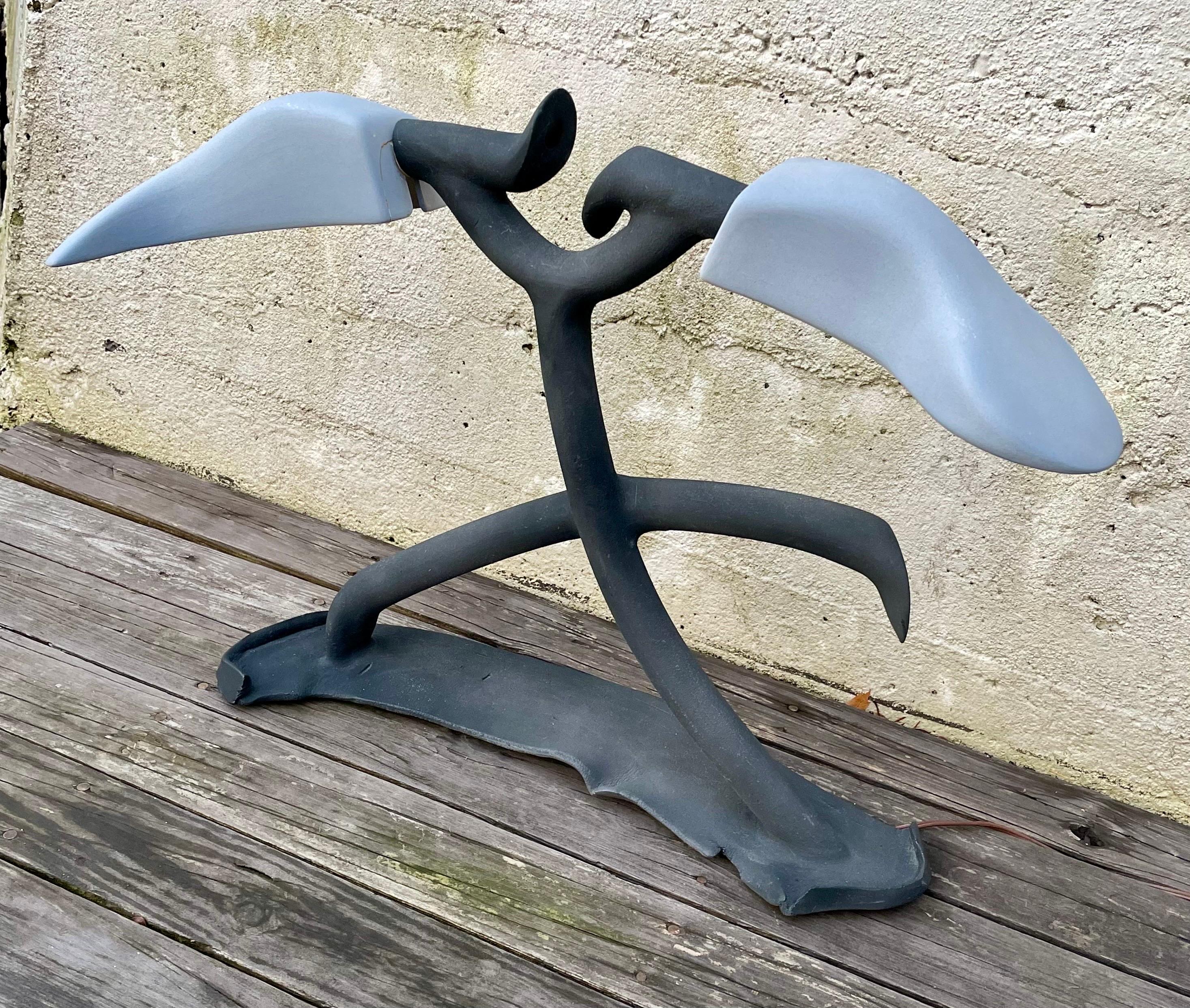 Very cool post modern sculptural ceramic table lamp by Michael Blair, 1987
Signed by the artist.