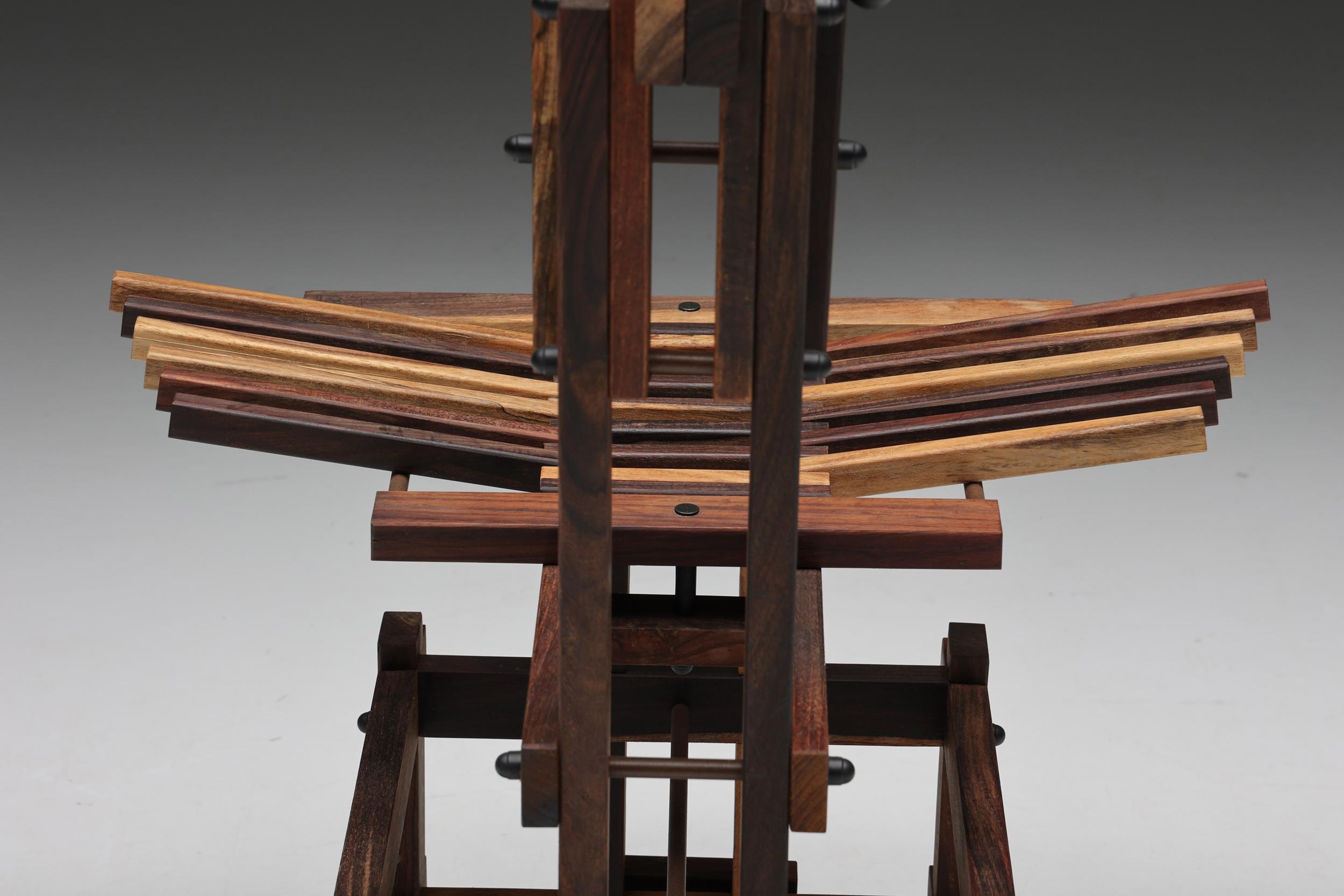 Wood Post Modern Sculptural Chairs by Anacleto Spazzapan