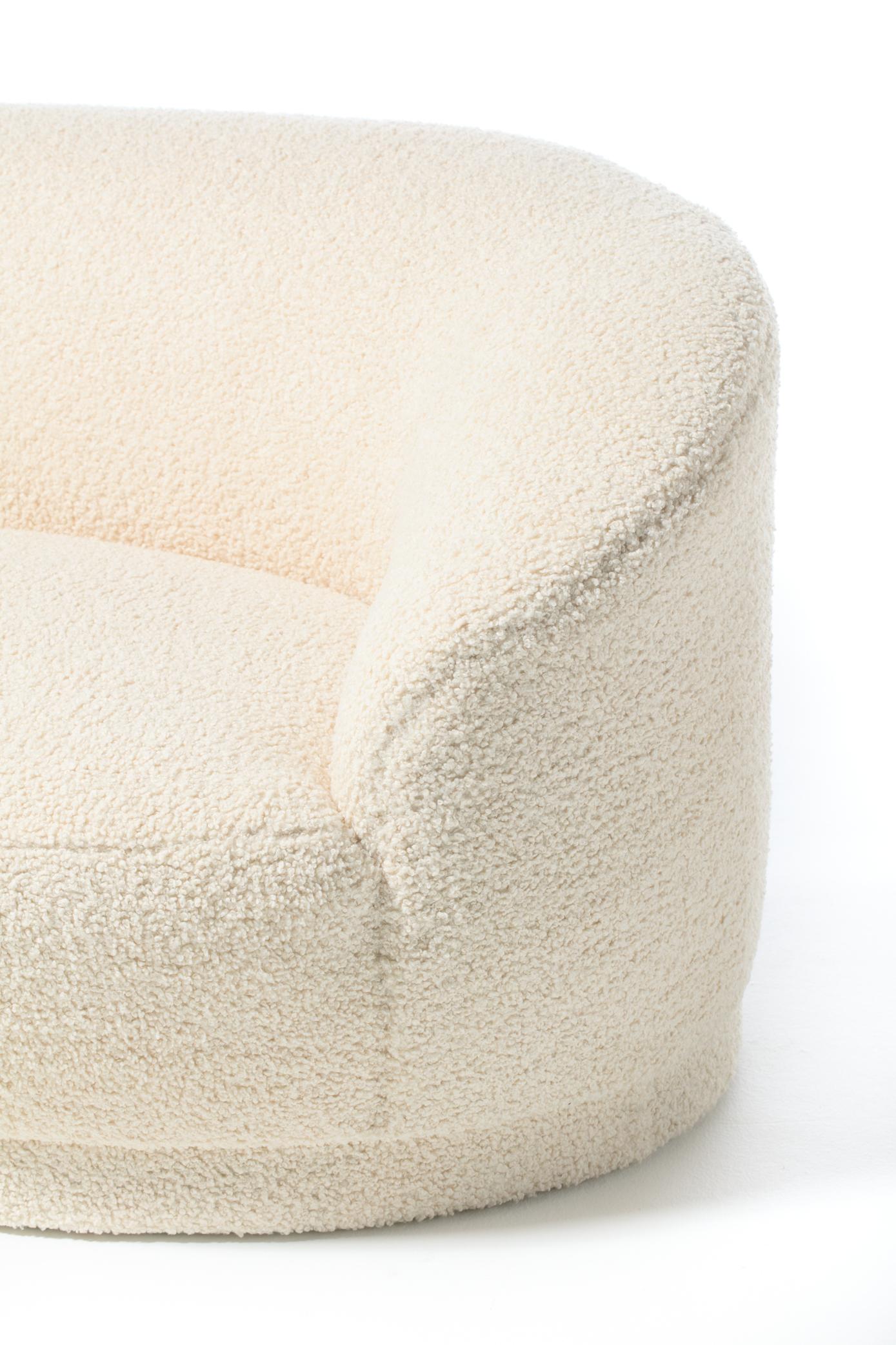 Post Modern Sculptural Cloud Sofa Newly Upholstered in Soft Ivory White Bouclé 4