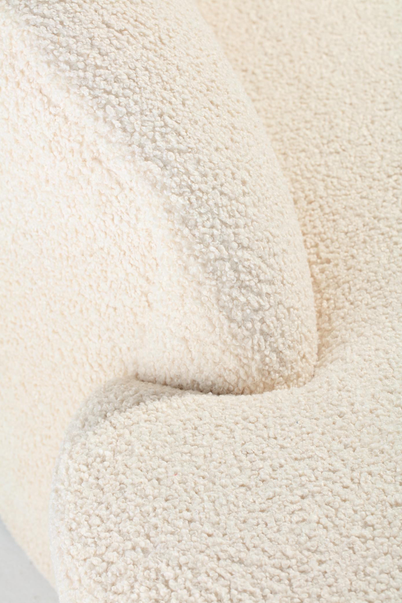 Post Modern Sculptural Cloud Sofa Newly Upholstered in Soft Ivory White Bouclé 5
