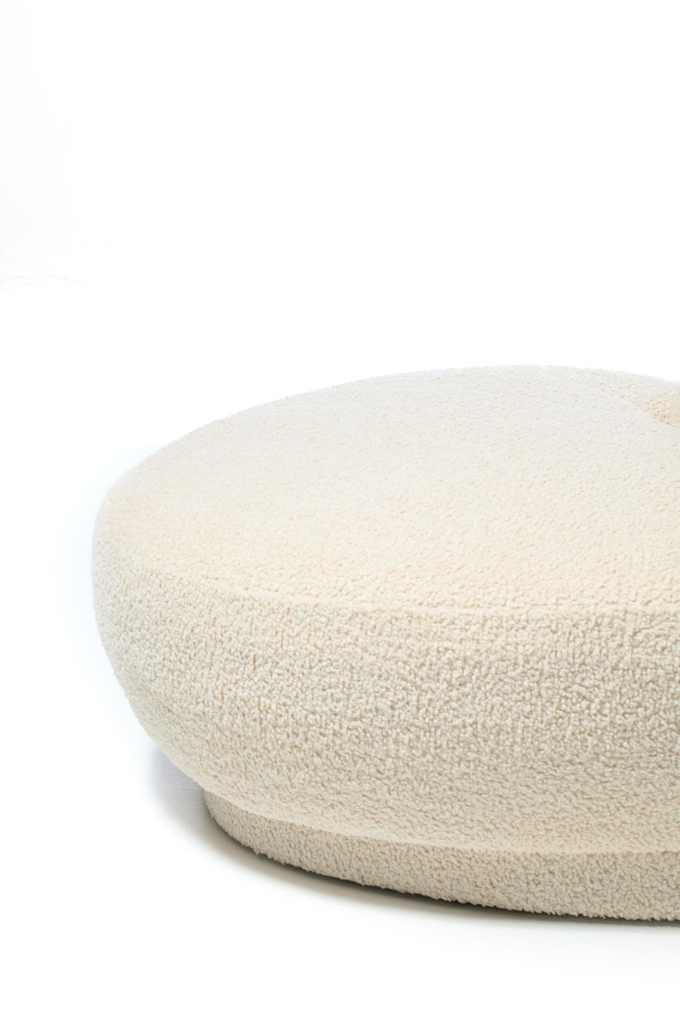 Post Modern Sculptural Cloud Sofa Newly Upholstered in Soft Ivory White Bouclé 10