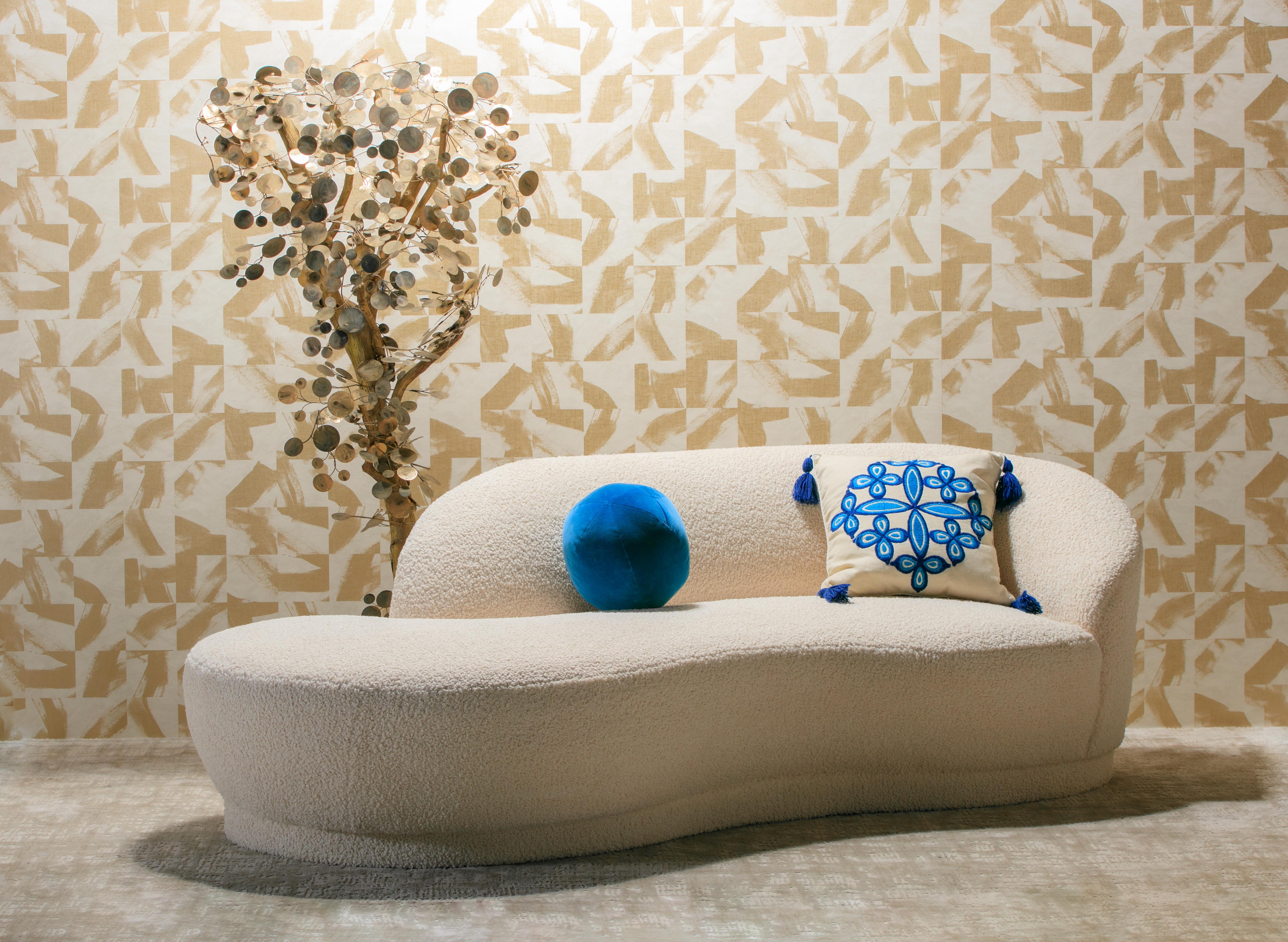 Post Modern Sculptural Cloud Sofa Newly Upholstered in Soft Ivory White Bouclé 12