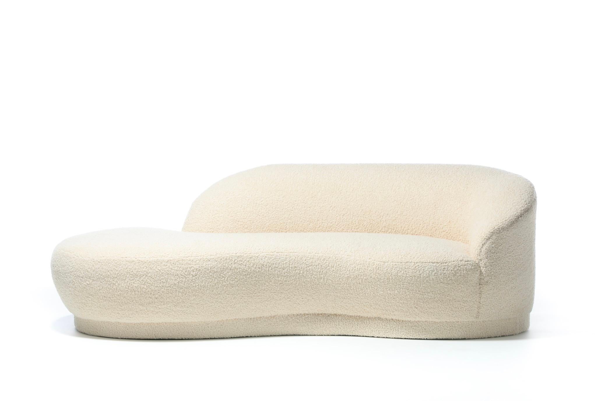 Post Modern Sculptural Cloud Sofa Newly Upholstered in Soft Ivory White Bouclé 14