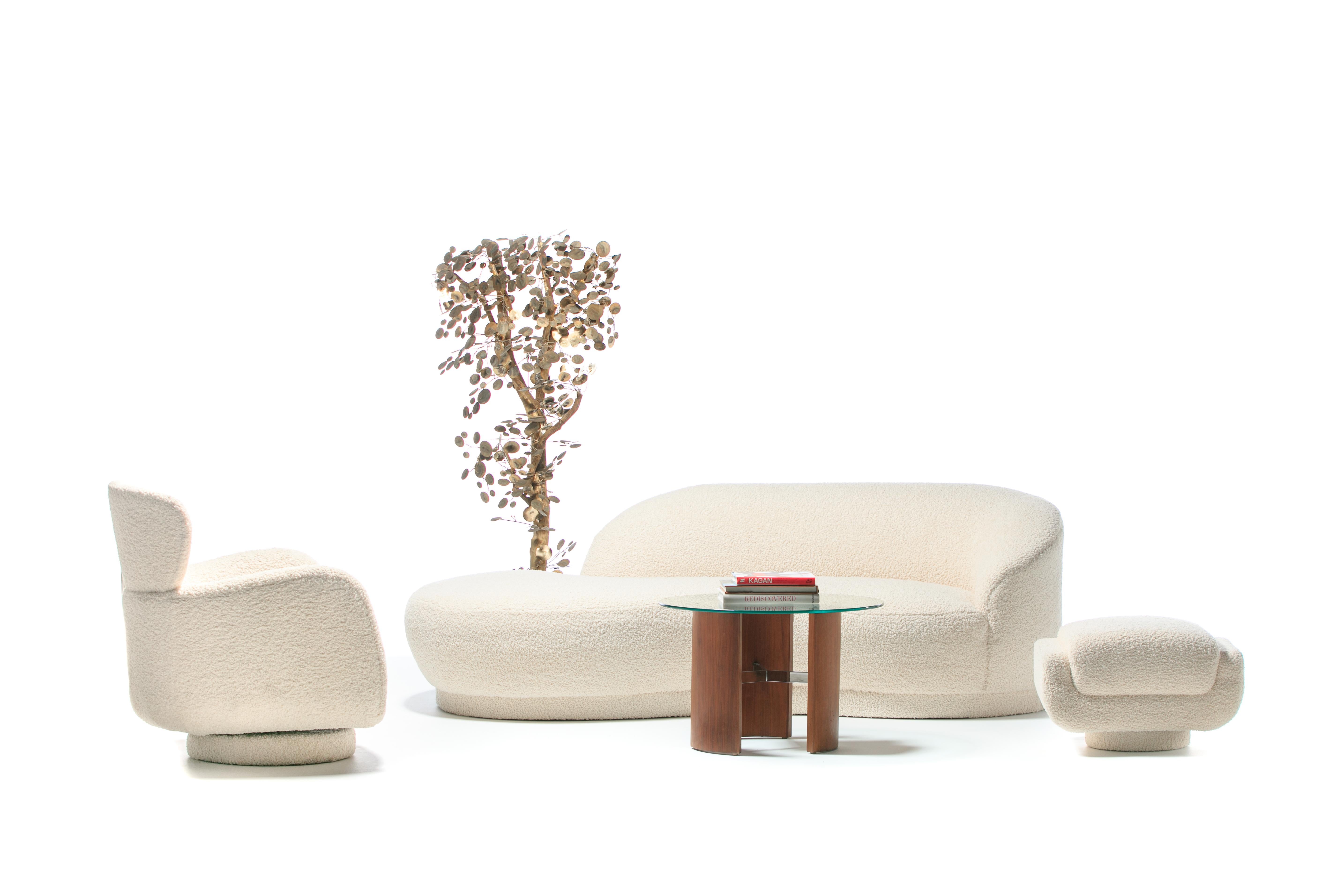 Post-Modern Post Modern Sculptural Cloud Sofa Newly Upholstered in Soft Ivory White Bouclé