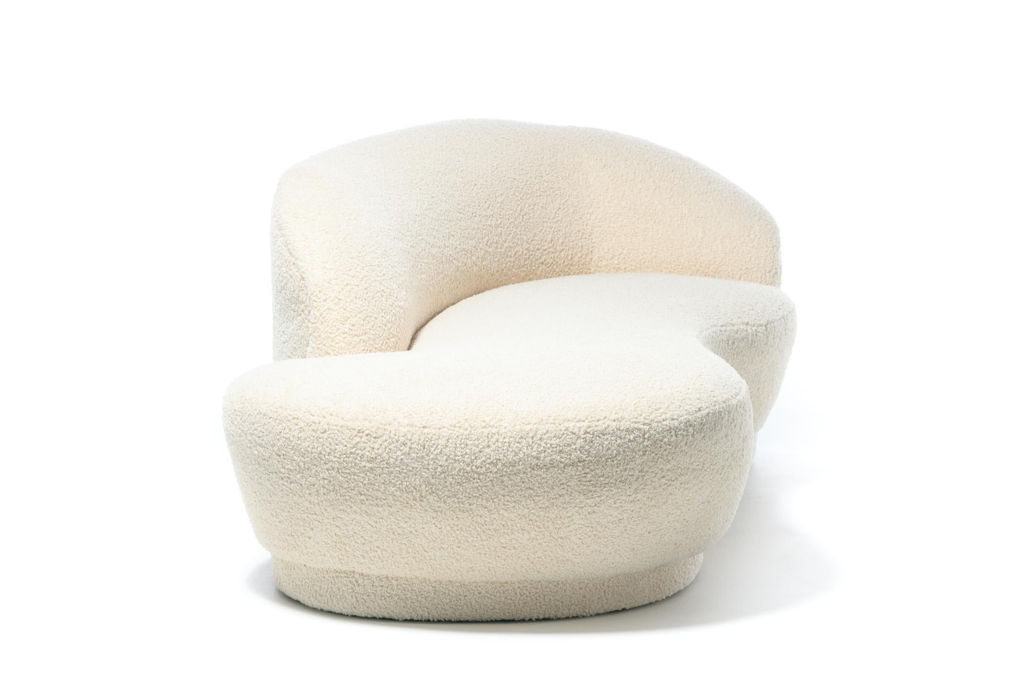 Post Modern Sculptural Cloud Sofa Newly Upholstered in Soft Ivory White Bouclé 1