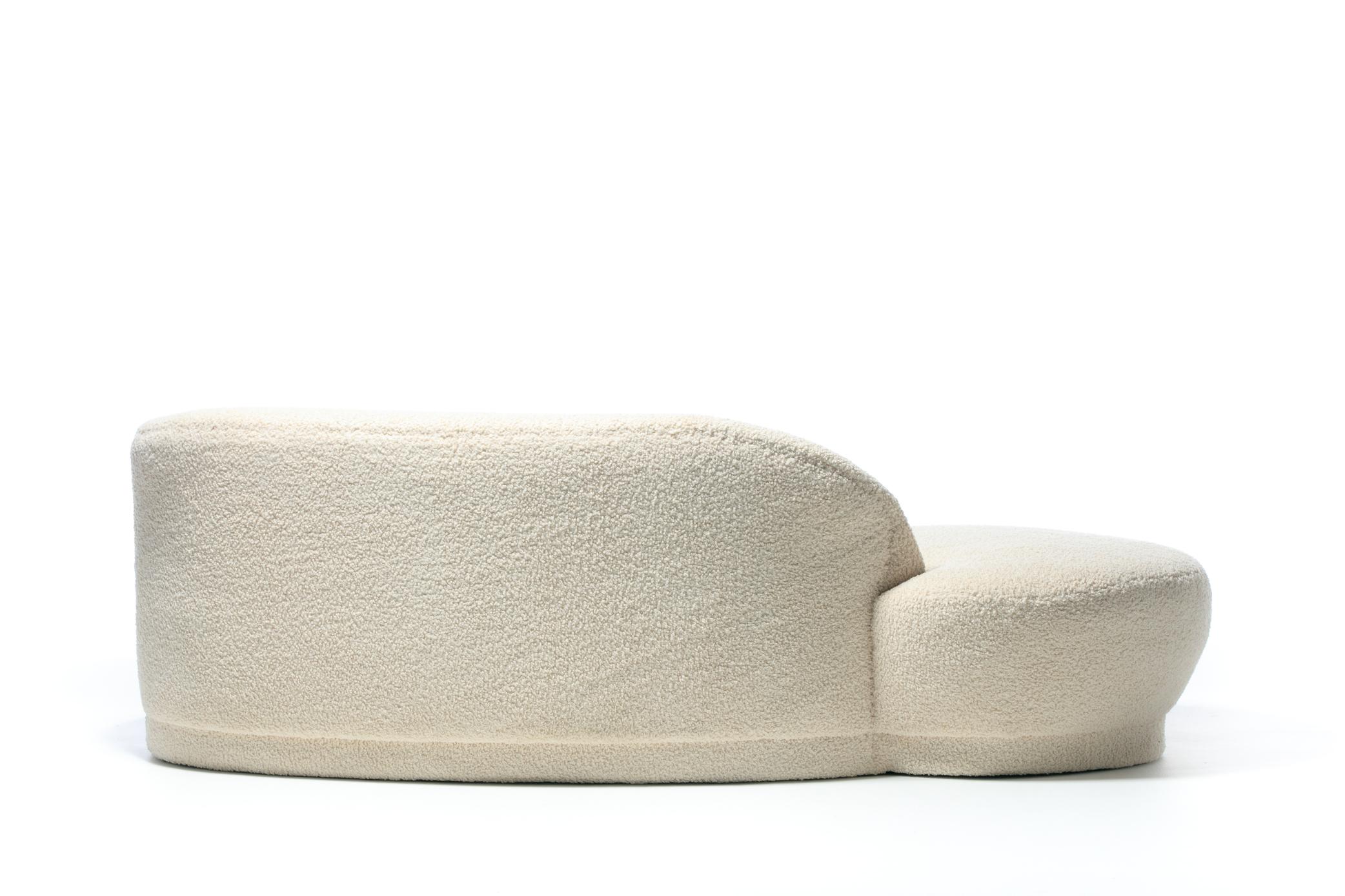 Post Modern Sculptural Cloud Sofa Newly Upholstered in Soft Ivory White Bouclé 3