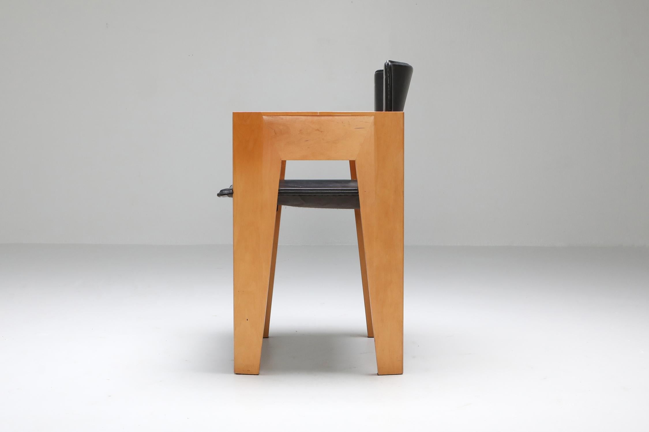 Arco Sculptural Leather and Wood Chairs 4